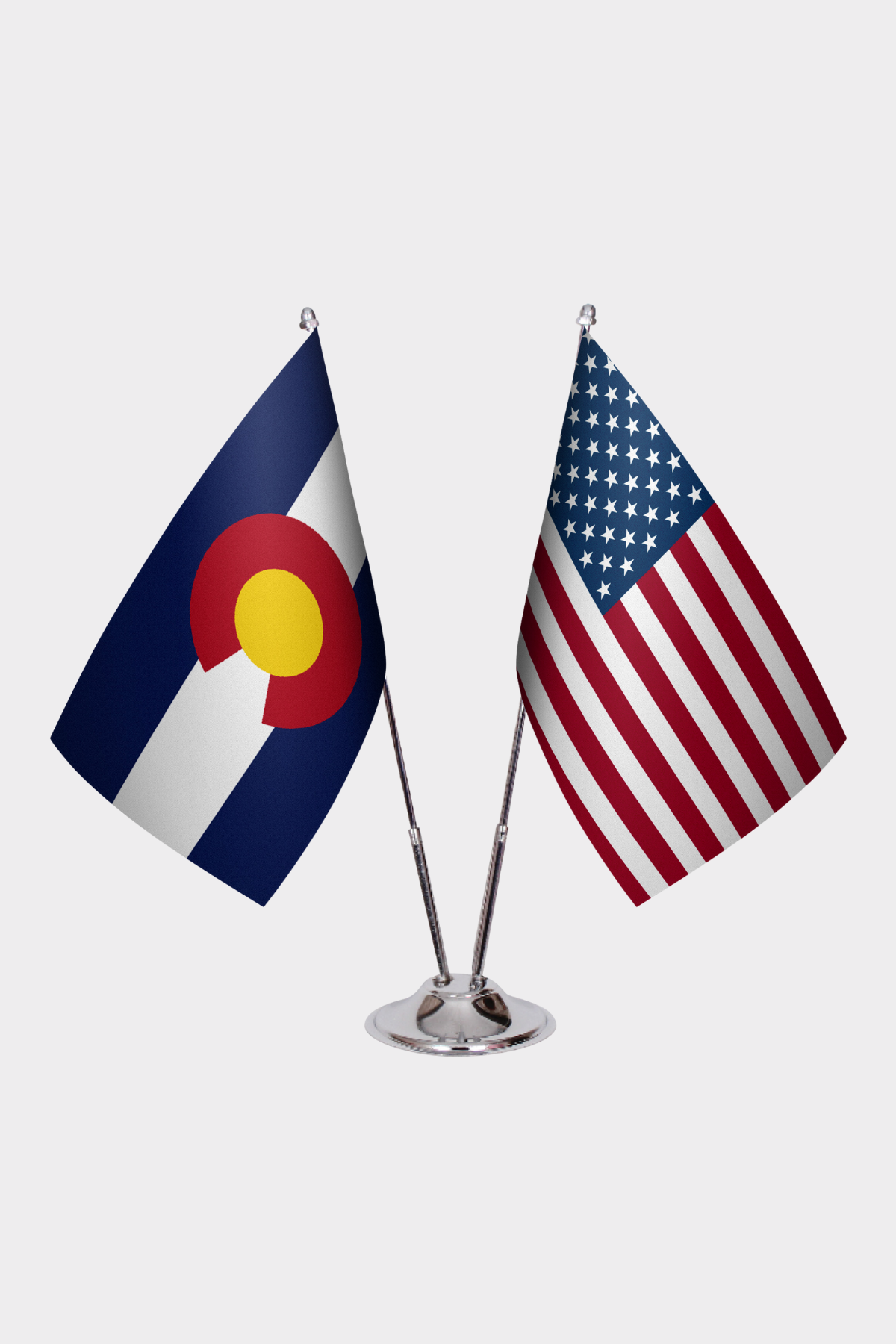 Colorado & U.S. Desk Flag Set — Double Satin