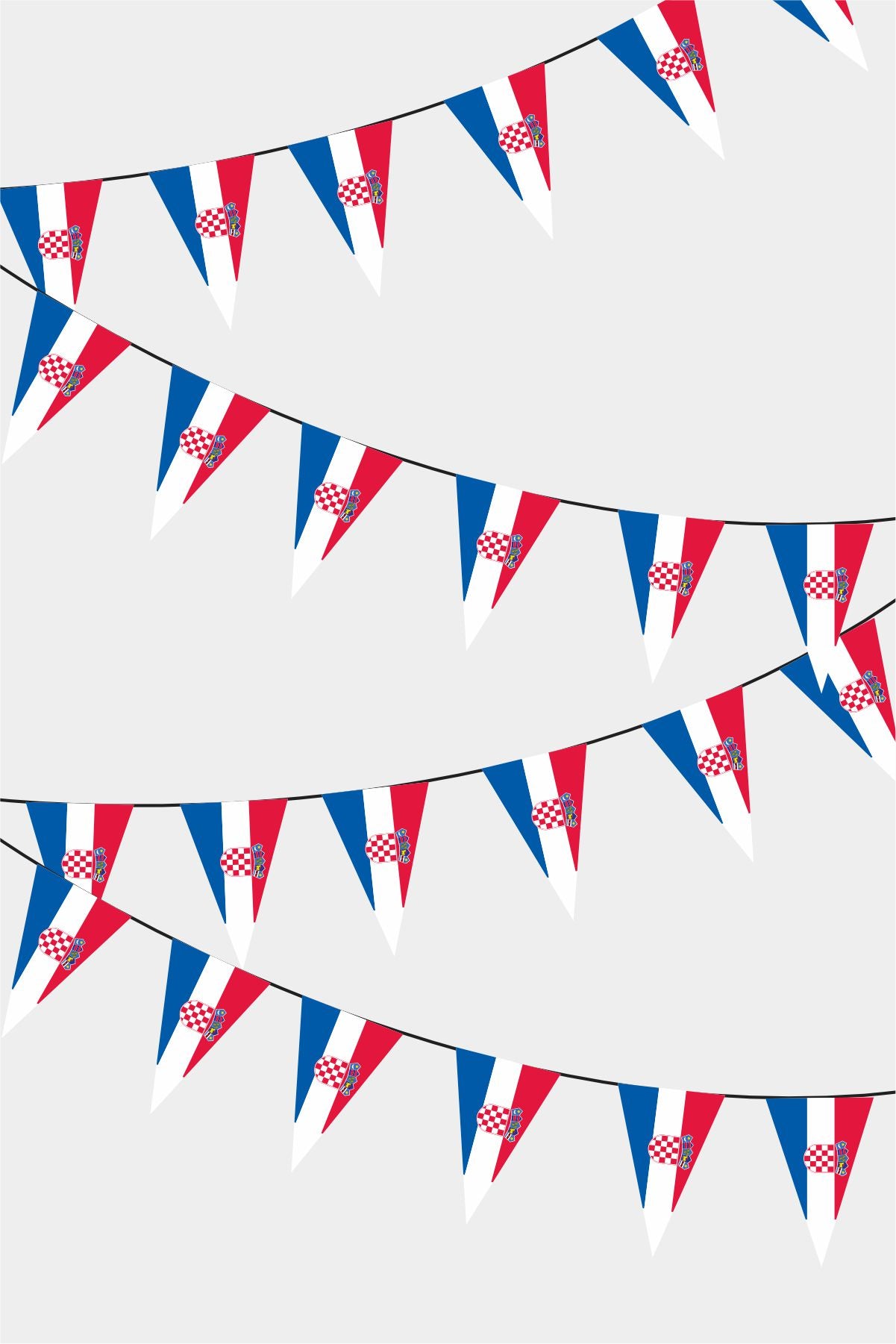 Croatia Triangular Flag Bunting - 50 Meters Premium Pennant Flags for Party Decoration | Professional Quality Raschel Fabric