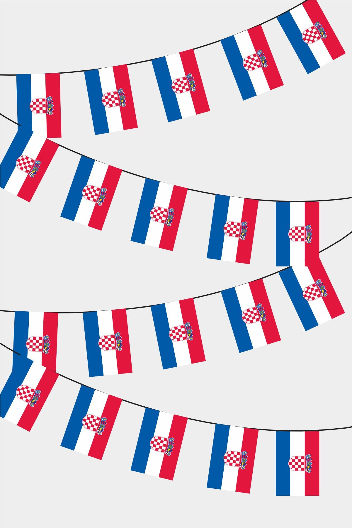 Croatia Rectangular Flag Bunting - 50 Meters Premium String Flags for Party Decoration | Professional Quality Raschel Fabric
