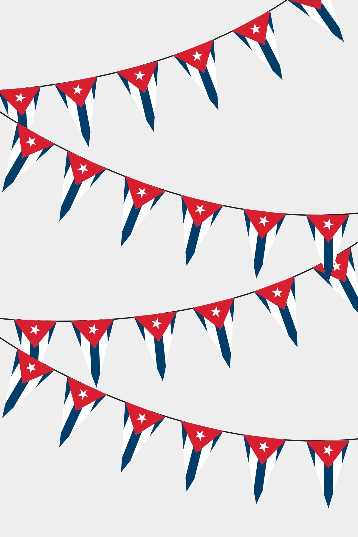 Cuba Triangular Flag Bunting - 50 Meters Premium Pennant Flags for Party Decoration | Professional Quality Raschel Fabric