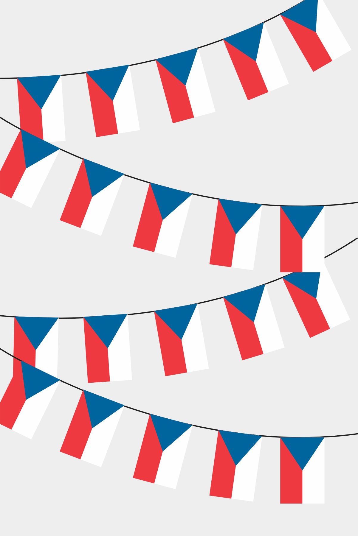 Czech Republic Rectangular Flag Bunting - 50 Meters Premium String Flags for Party Decoration | Professional Quality Raschel Fabric