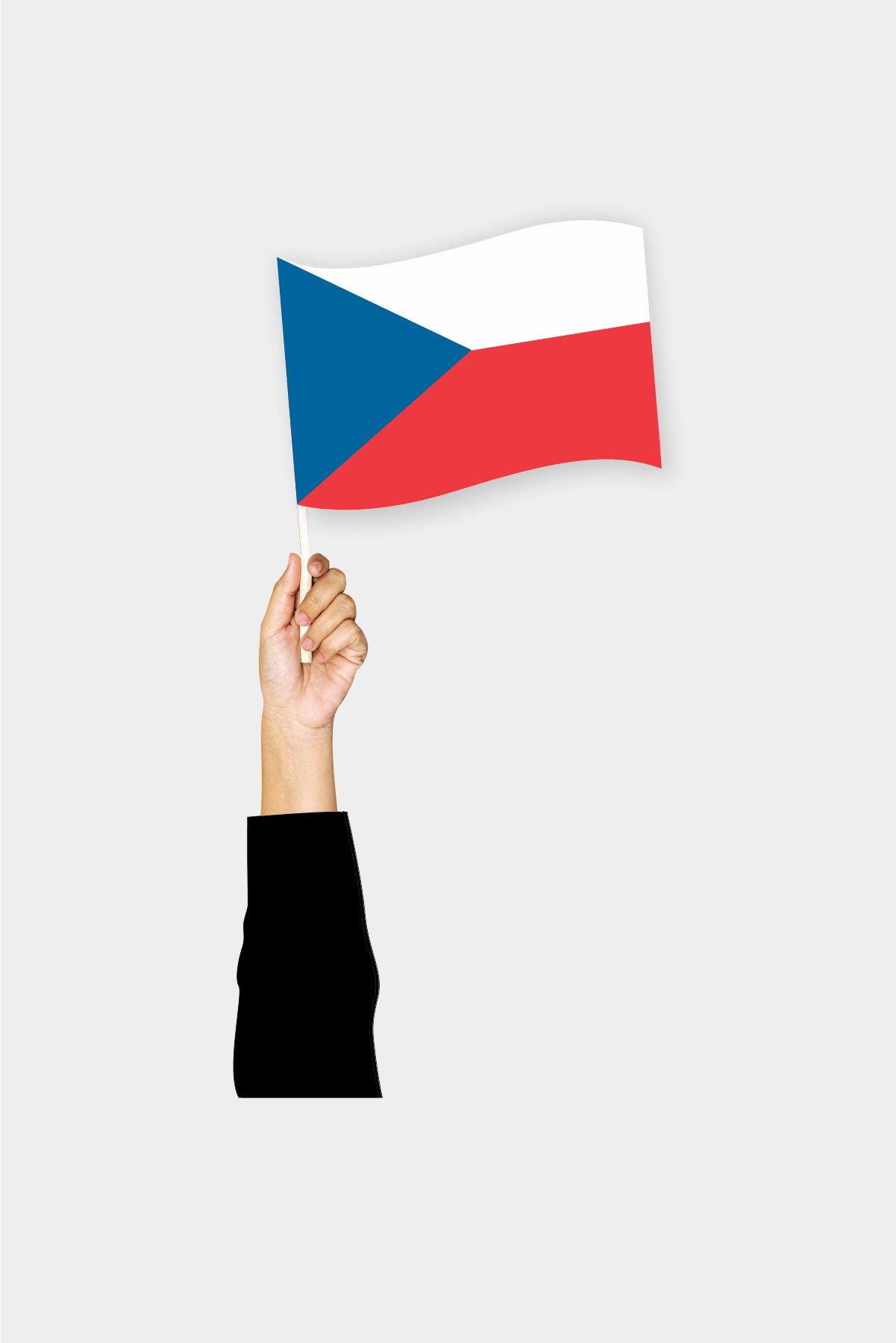 Czech Republic handheld flag on stick - durable polyester country flag for events and parades
