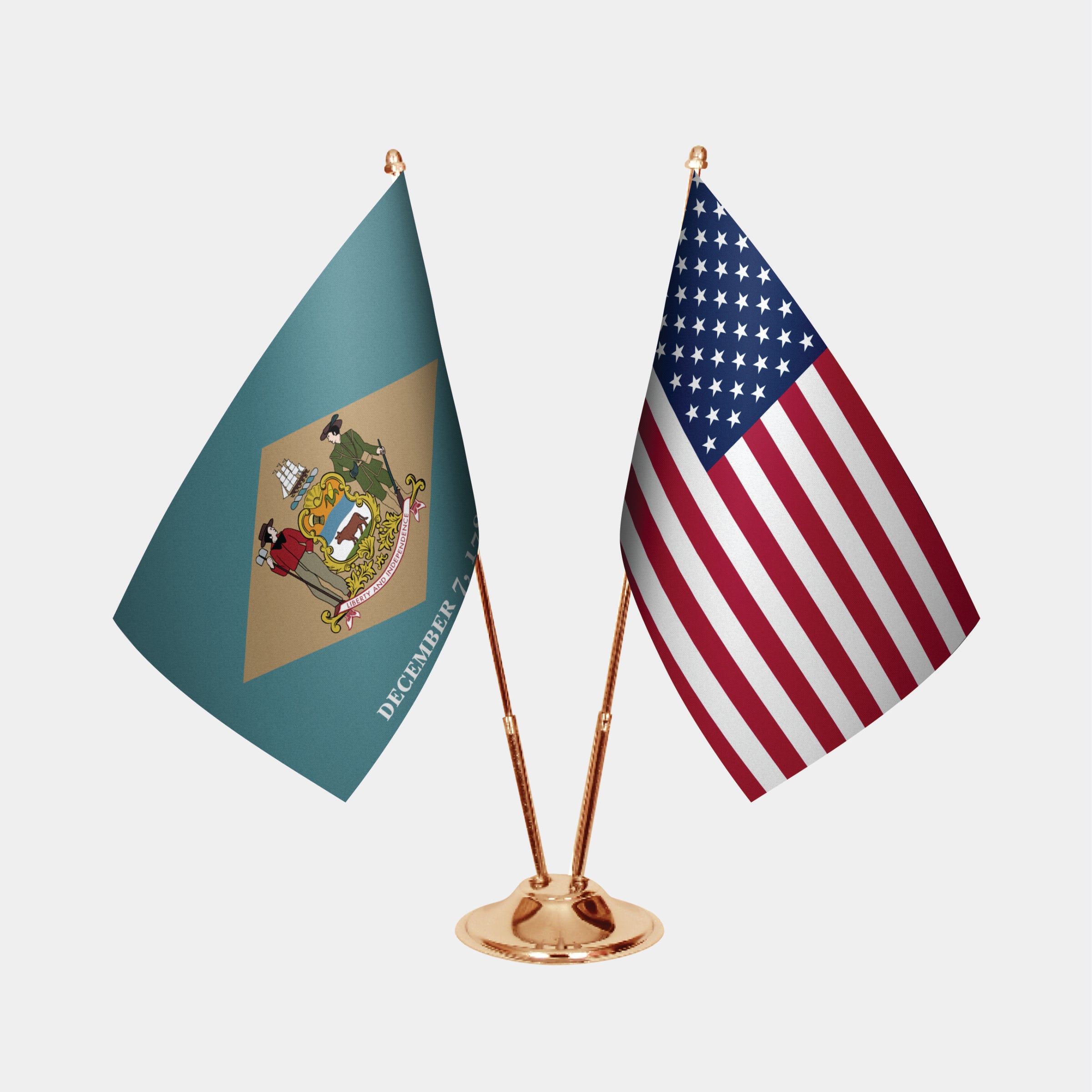 Delaware & U.S. Desk Flag Set
