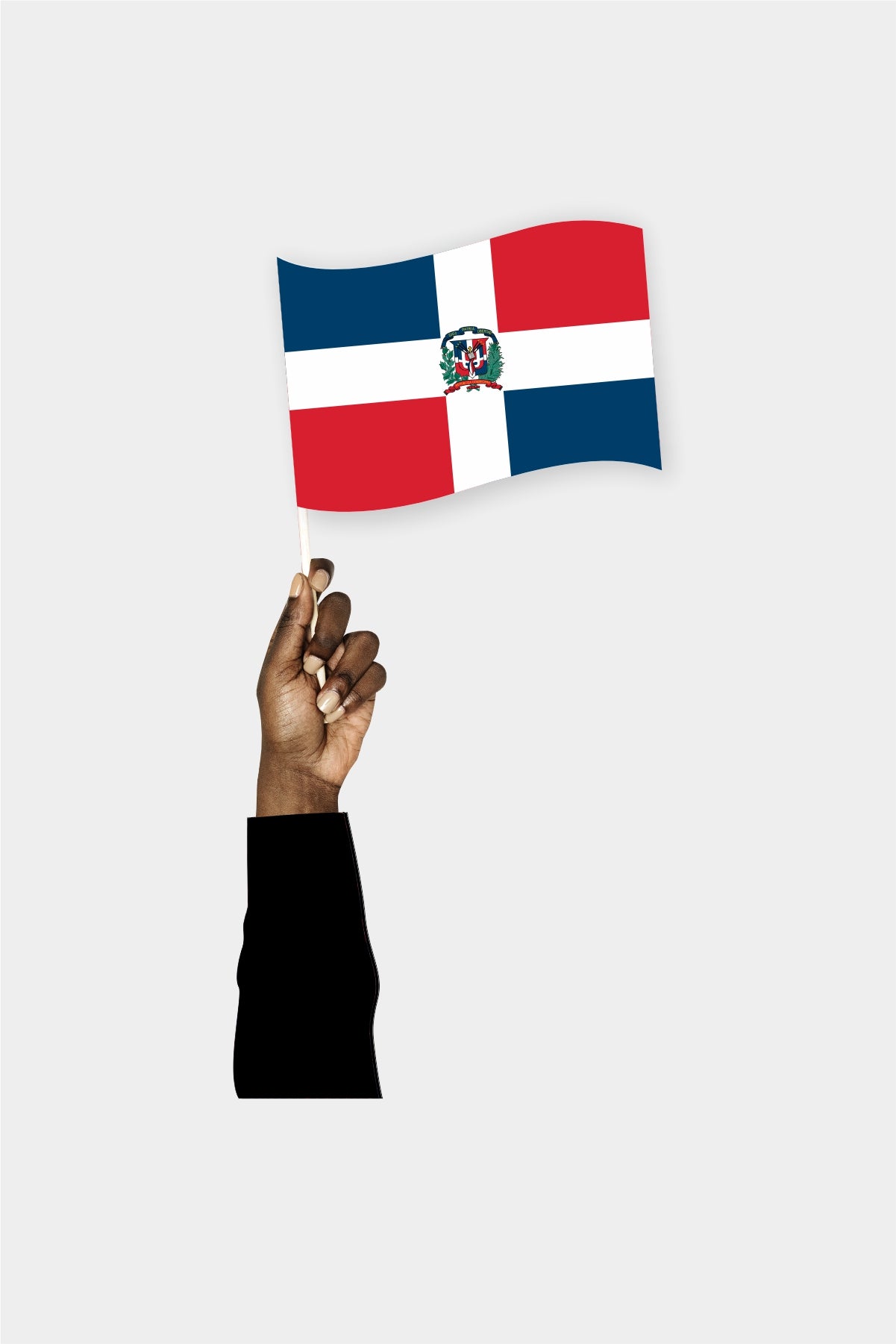 Dominican Republic handheld flag on stick - durable polyester country flag for events and parades
