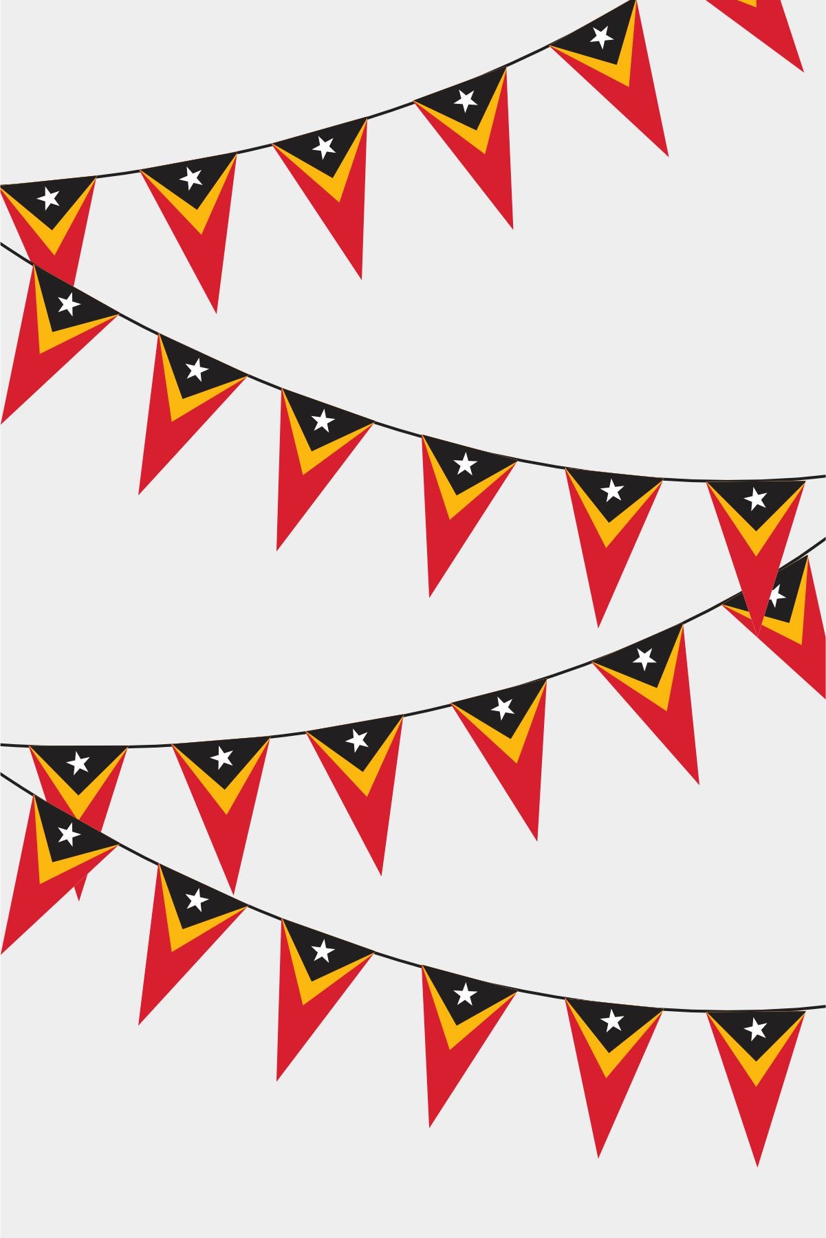East Timor Triangular Flag Bunting - 50 Meters Premium Pennant Flags for Party Decoration | Professional Quality Raschel Fabric