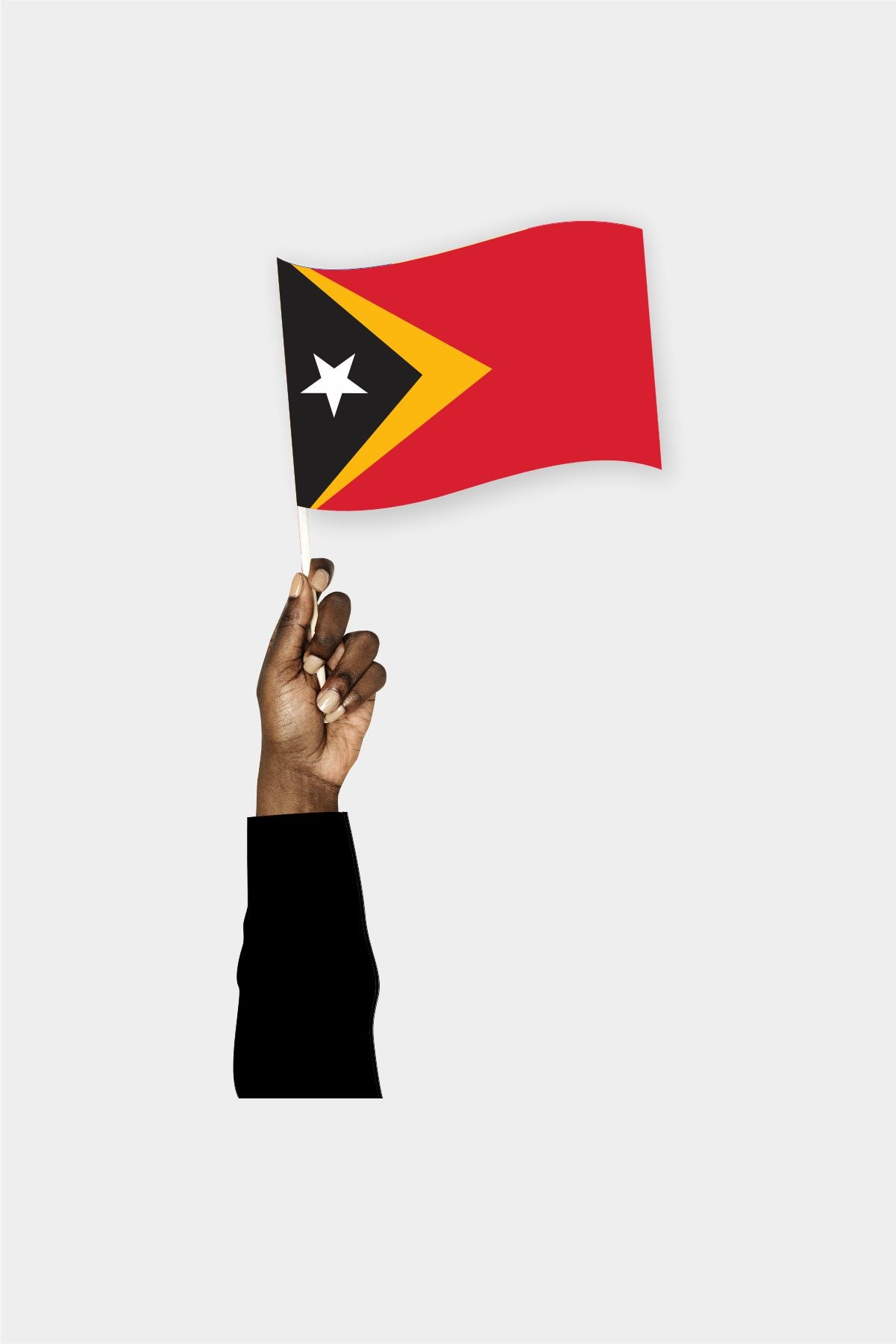 East Timor handheld flag on stick - durable polyester country flag for events and parades