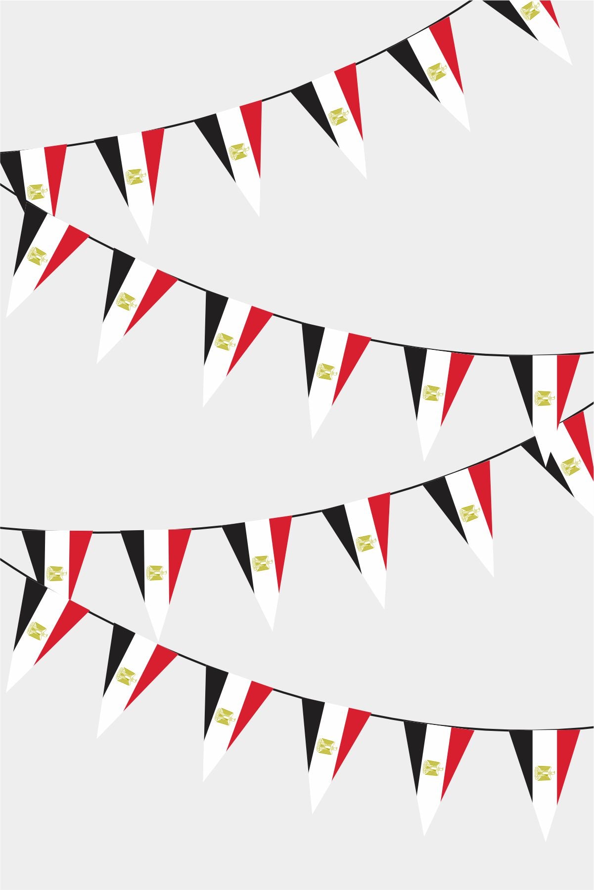 Egypt Triangular Flag Bunting - 50 Meters Premium Pennant Flags for Party Decoration | Professional Quality Raschel Fabric