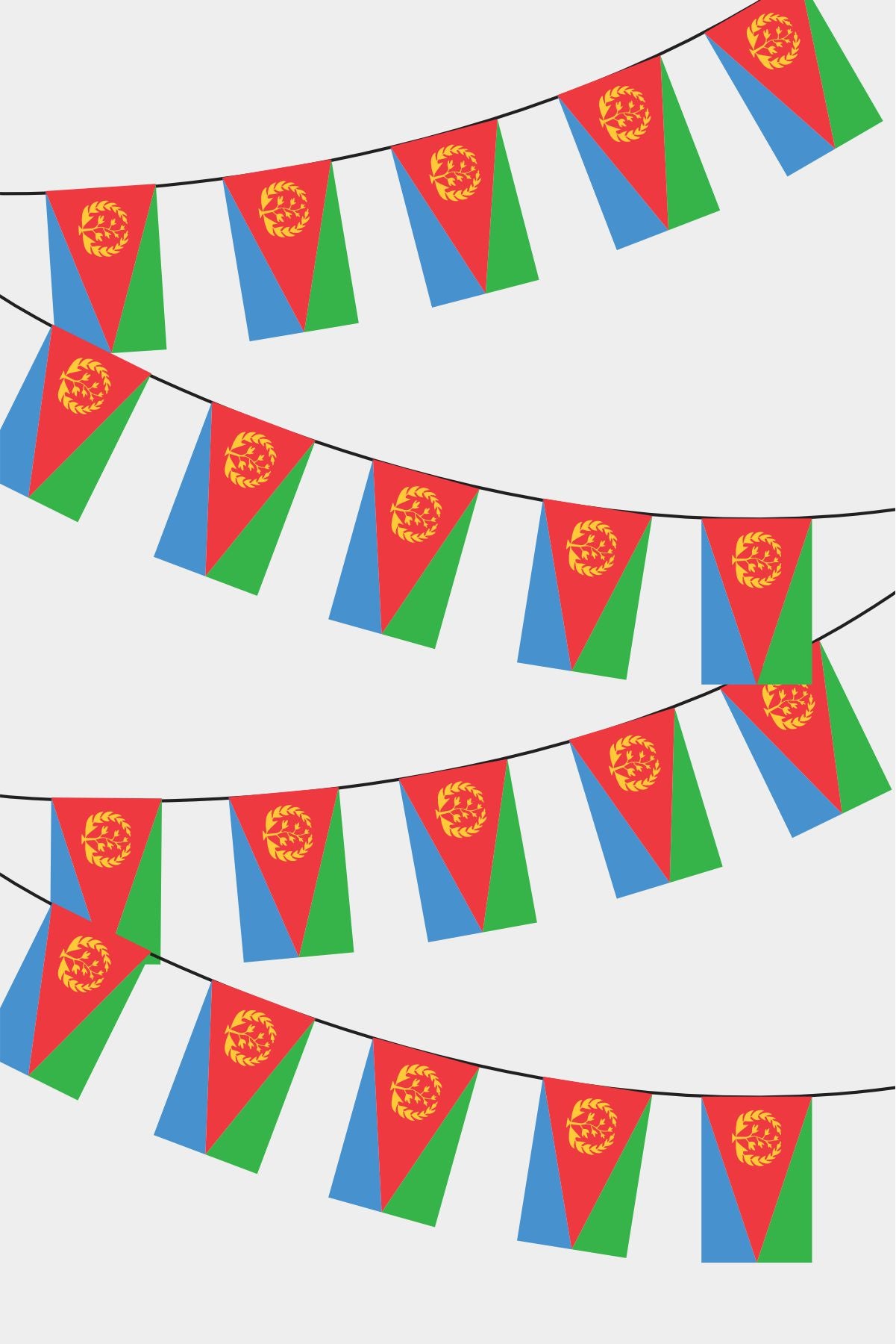 Eritrea Rectangular Flag Bunting - 50 Meters Premium String Flags for Party Decoration | Professional Quality Raschel Fabric