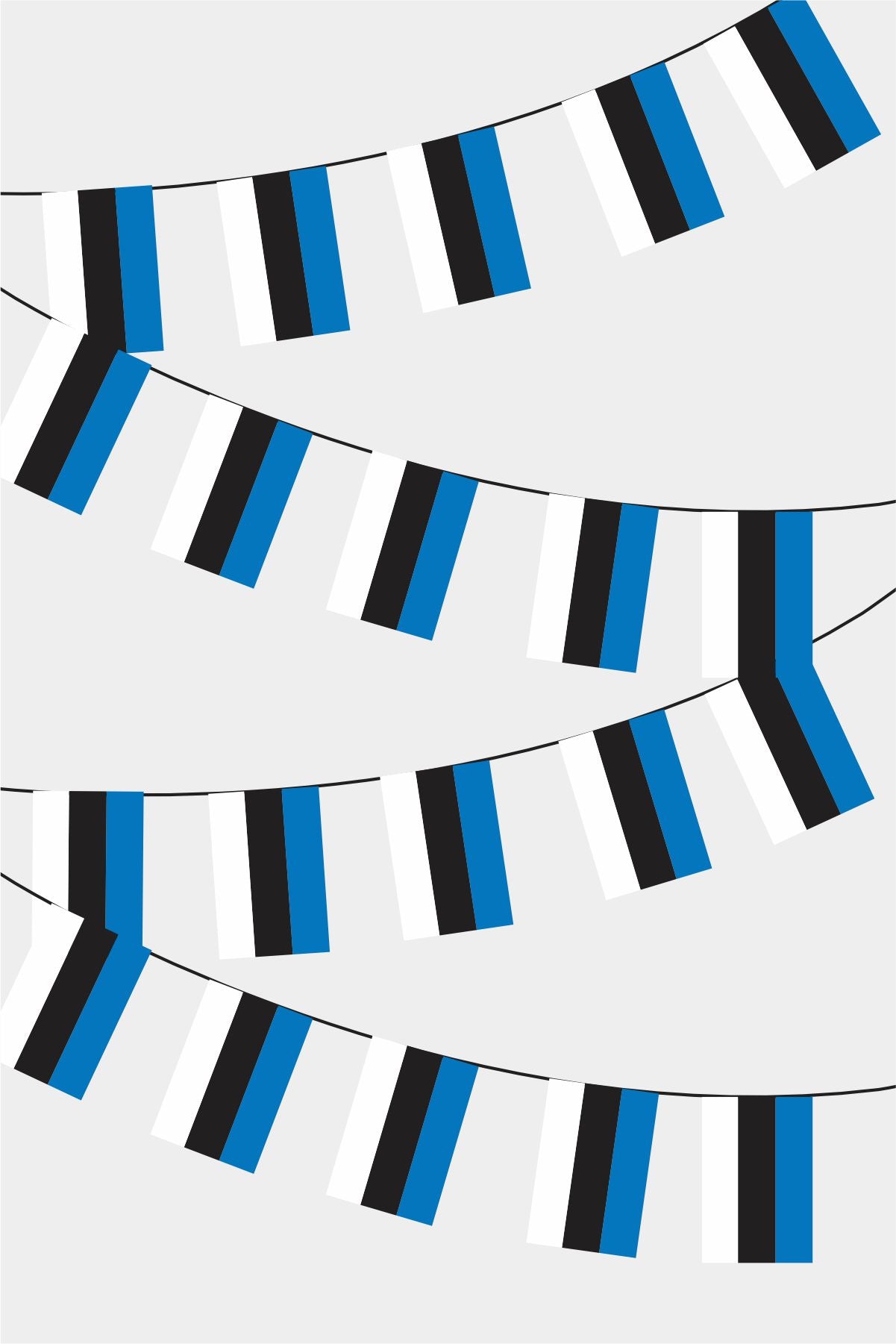 Estonia Rectangular Flag Bunting - 50 Meters Premium String Flags for Party Decoration | Professional Quality Raschel Fabric