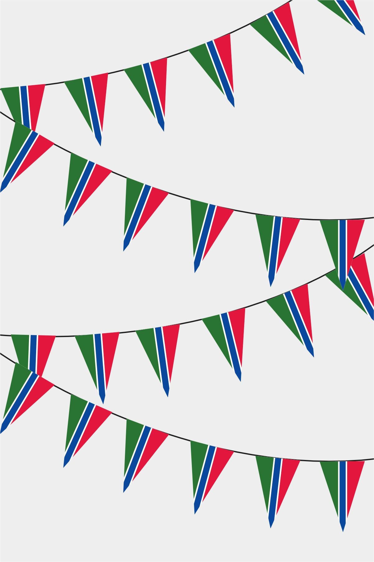 Gambia Triangular Flag Bunting - 50 Meters Premium Pennant Flags for Party Decoration | Professional Quality Raschel Fabric