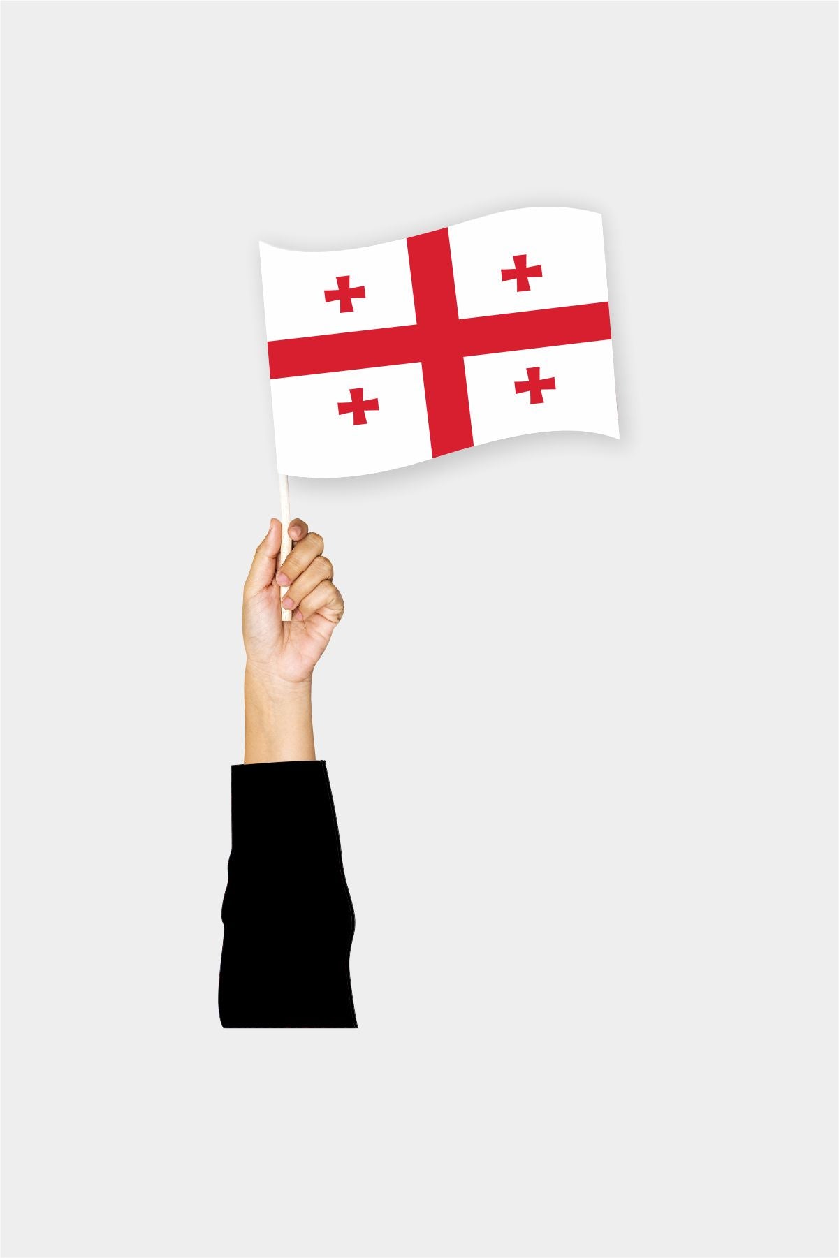Georgia handheld flag on stick - durable polyester country flag for events and parades