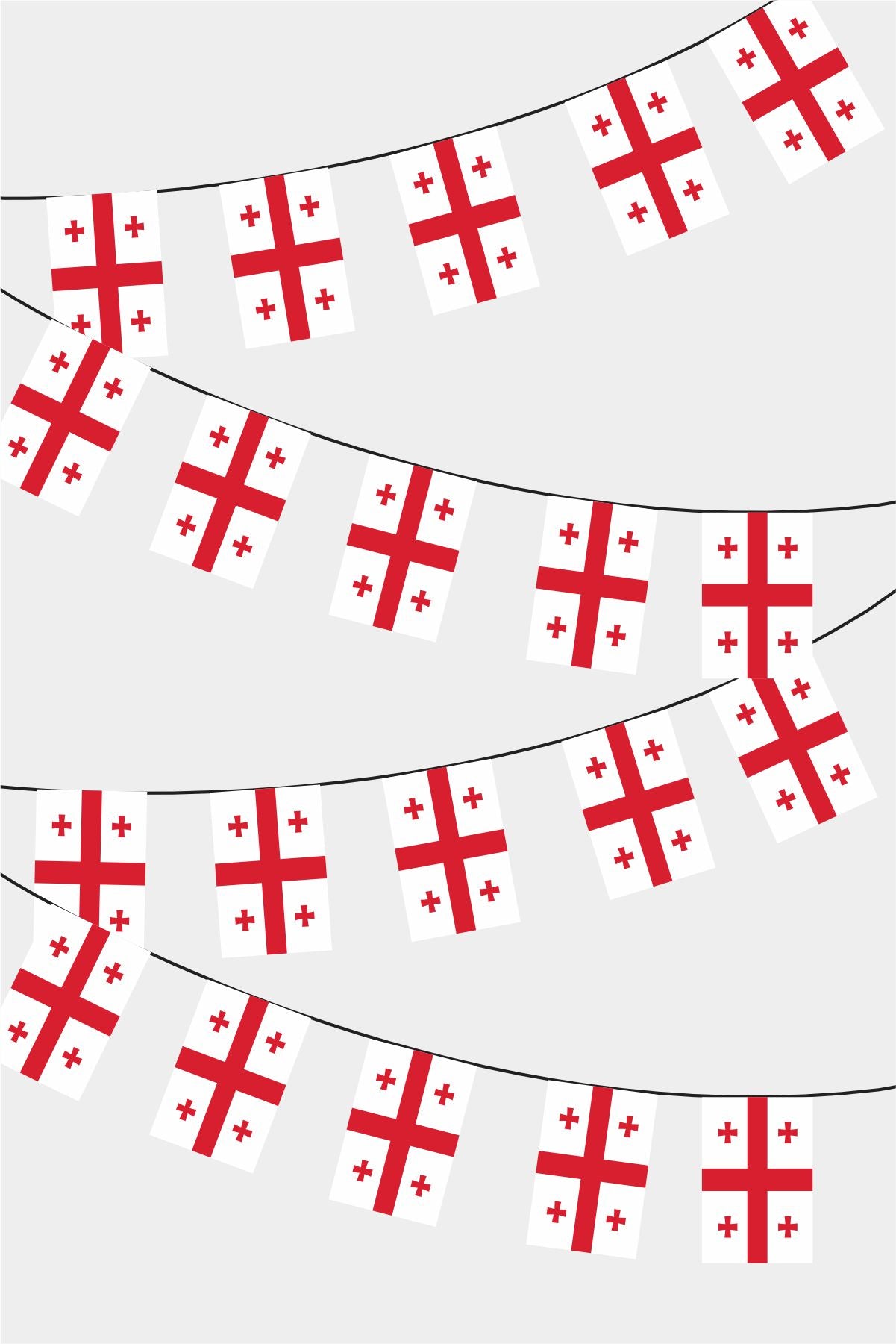 Georgia Rectangular Flag Bunting - 50 Meters Premium String Flags for Party Decoration | Professional Quality Raschel Fabric