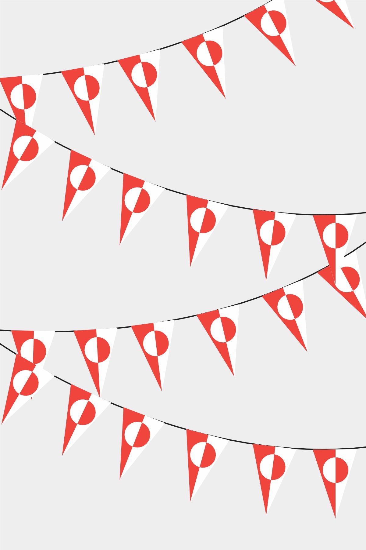 Greenland Triangular Flag Bunting - 50 Meters Premium Pennant Flags for Party Decoration | Professional Quality Raschel Fabric