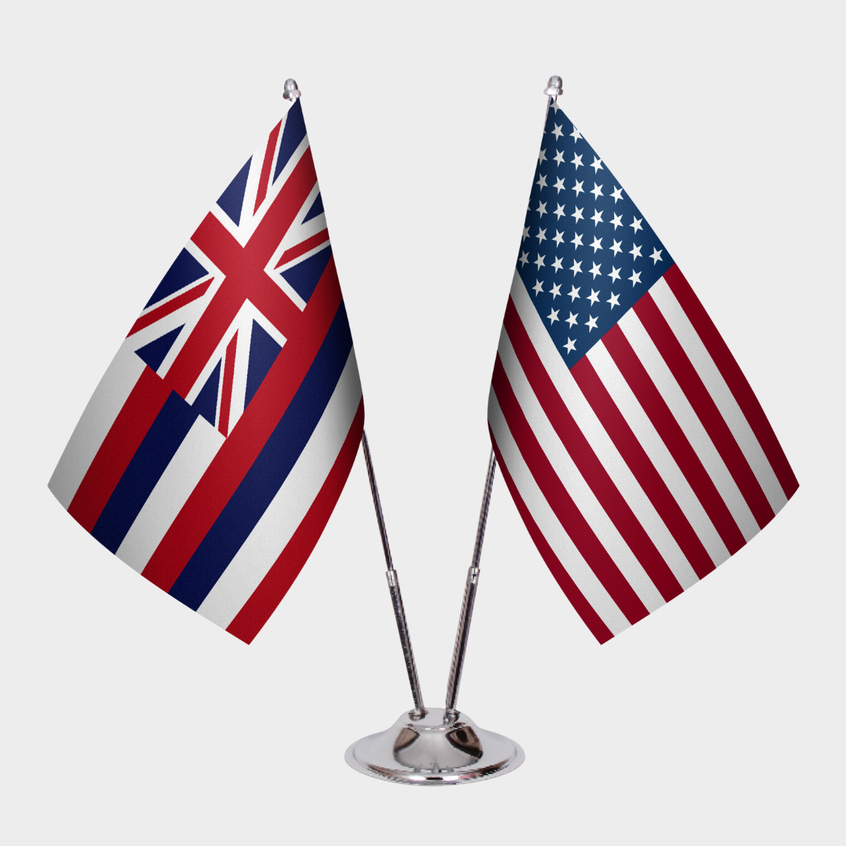 Hawaii & U.S. Desk Flag Set — Double Satin