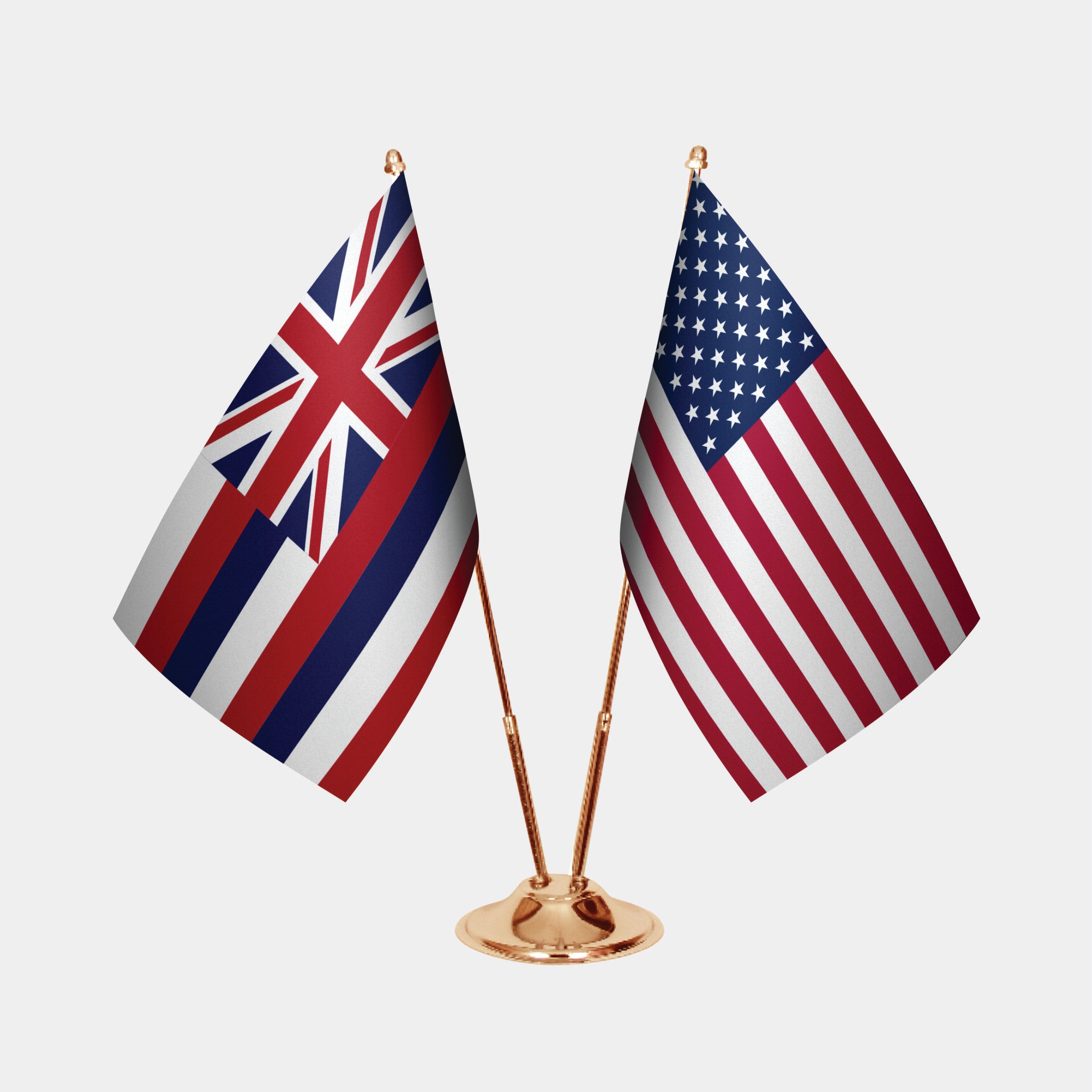 Hawaii & U.S. Desk Flag Set