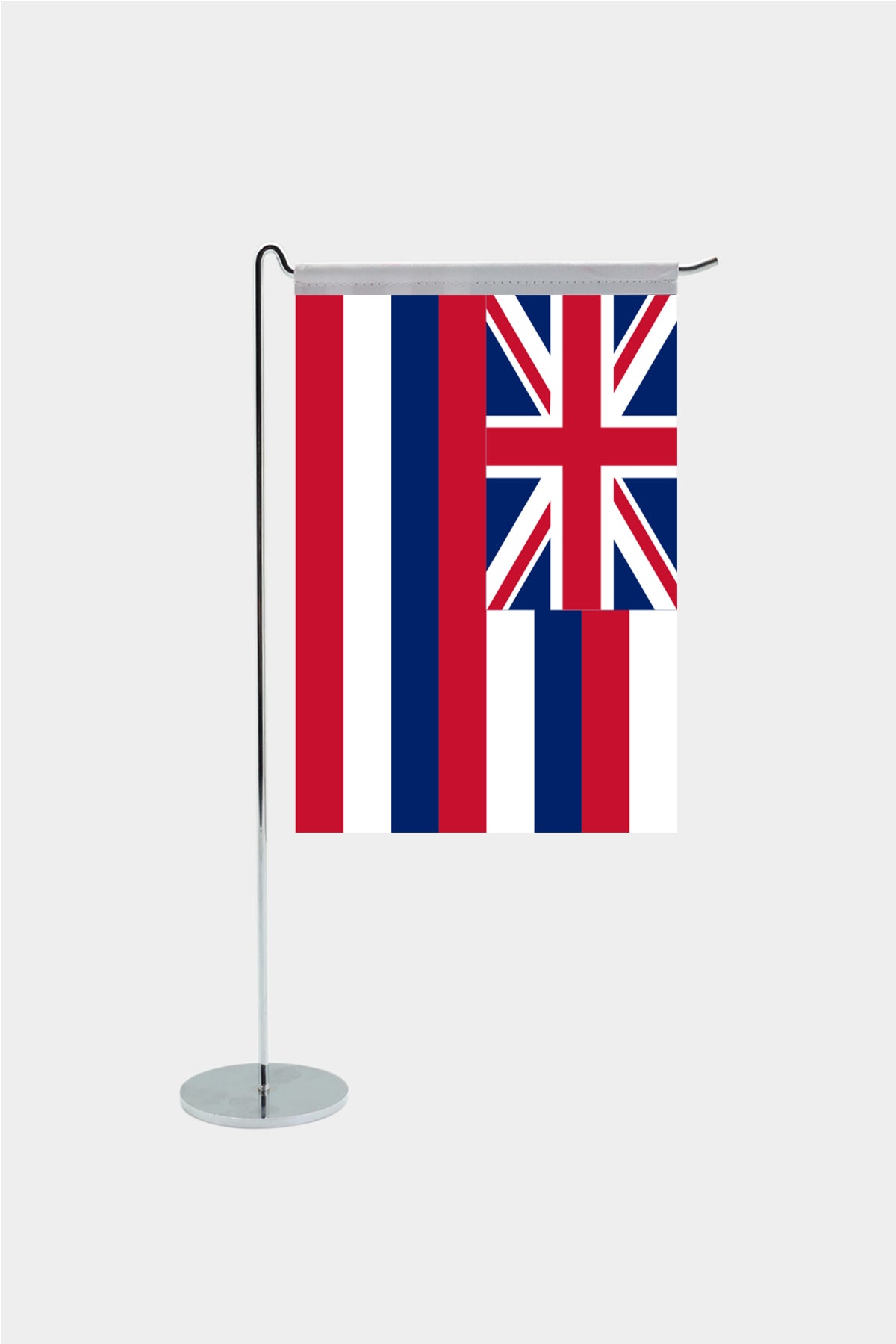 Hawaii state desk flag with chrome L-shaped stand - premium double-layer satin office flag