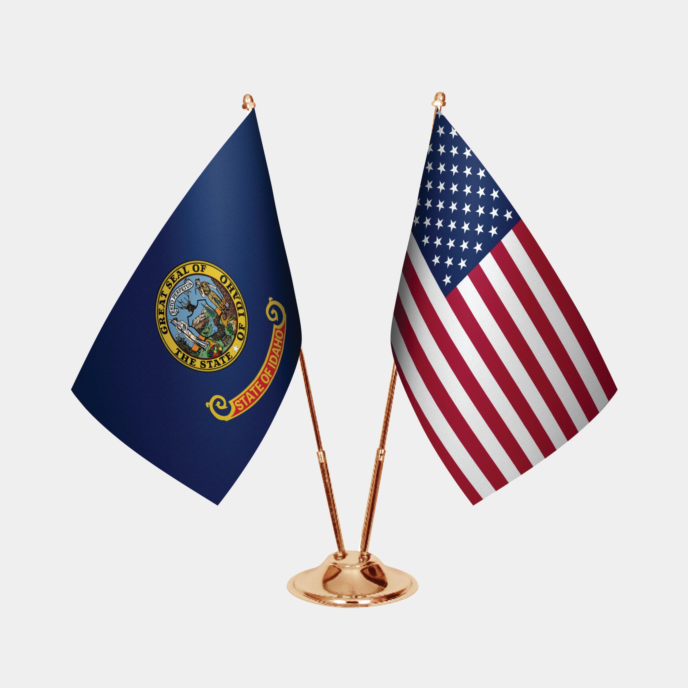 Idaho & U.S. Desk Flag Set