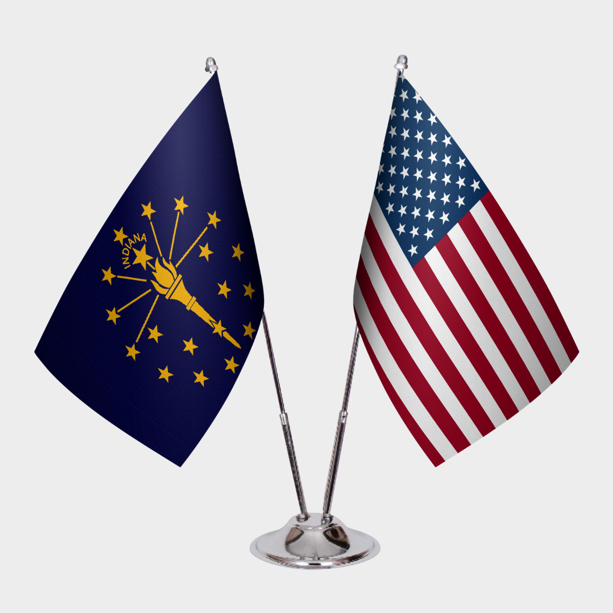 Indiana & U.S. Desk Flag Set — Double Satin