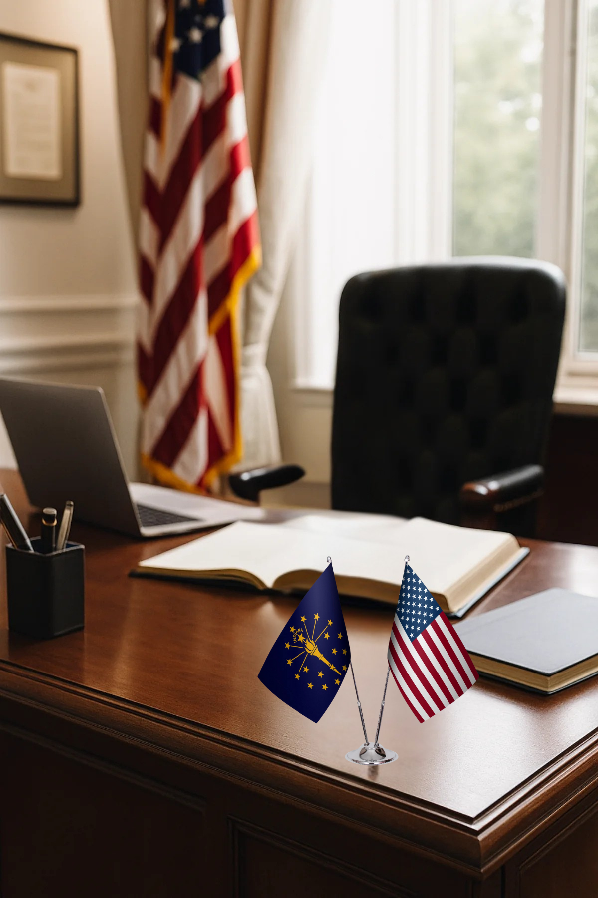 Indiana Gold Desk Flag