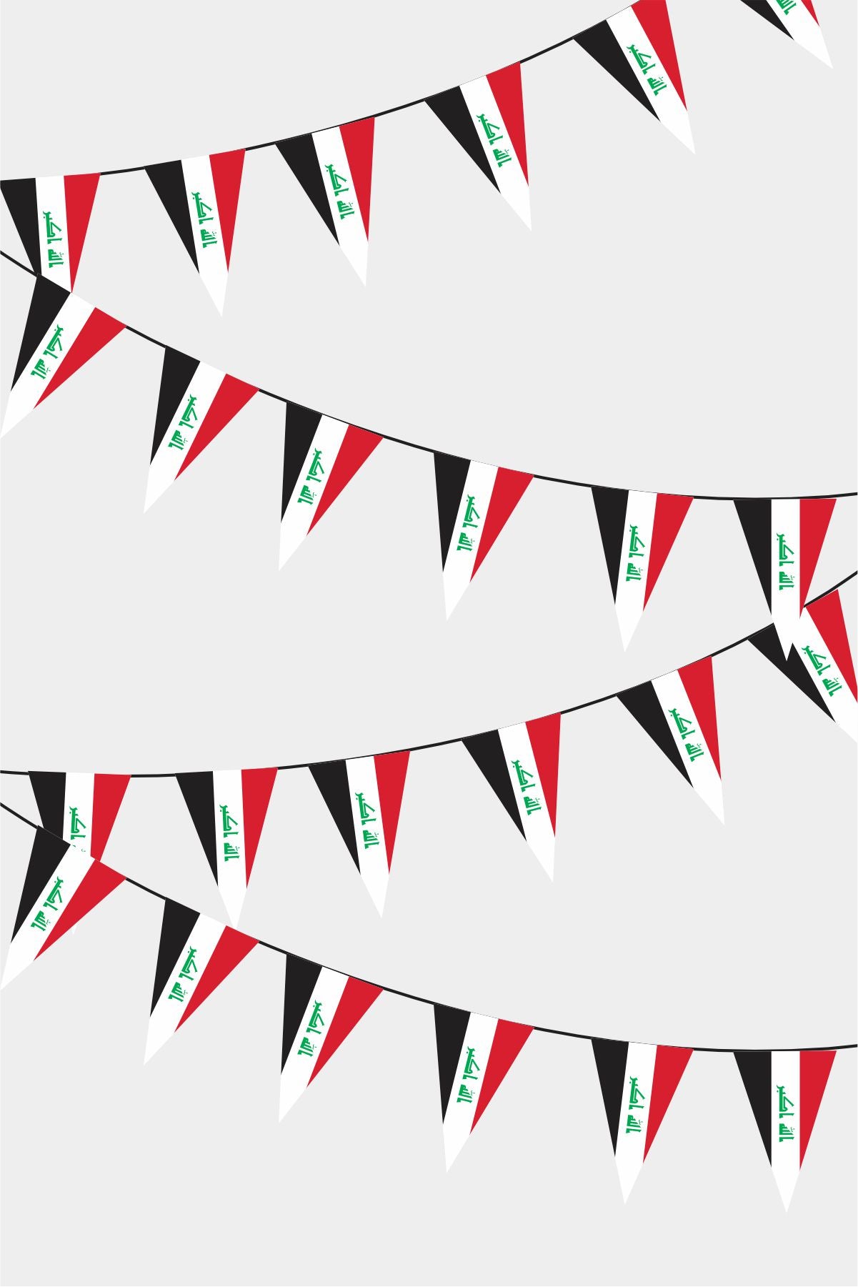 Iraq Triangular Flag Bunting - 50 Meters Premium Pennant Flags for Party Decoration | Professional Quality Raschel Fabric