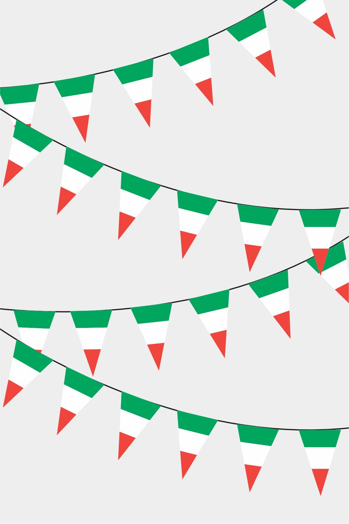 Italy Triangular Flag Bunting - 50 Meters Premium Pennant Flags for Party Decoration | Professional Quality Raschel Fabric