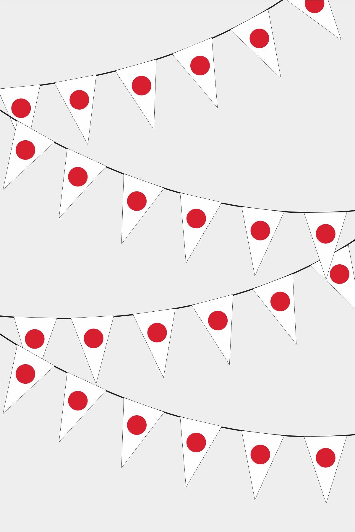 Japan Triangular Flag Bunting - 50 Meters Premium Pennant Flags for Party Decoration | Professional Quality Raschel Fabric