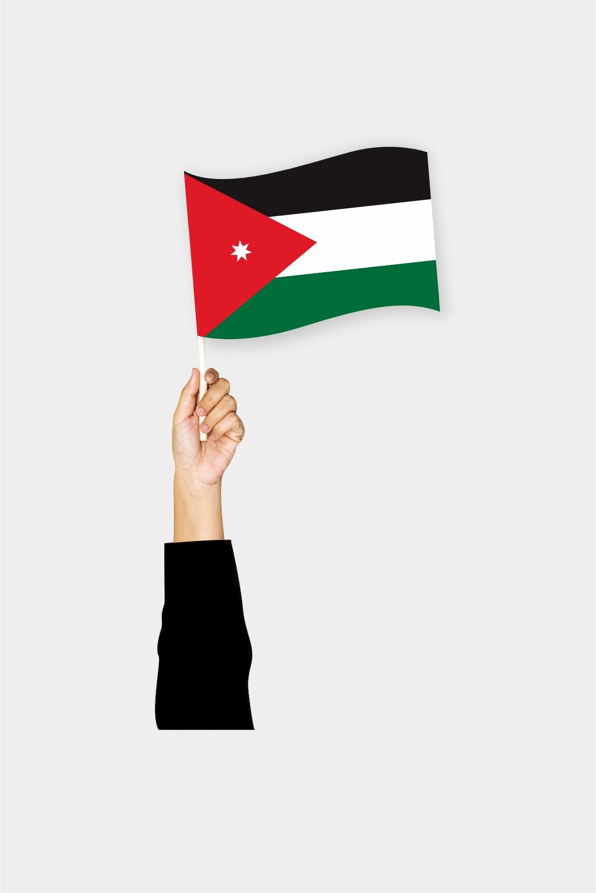 Jordan handheld flag on stick - durable polyester country flag for events and parades