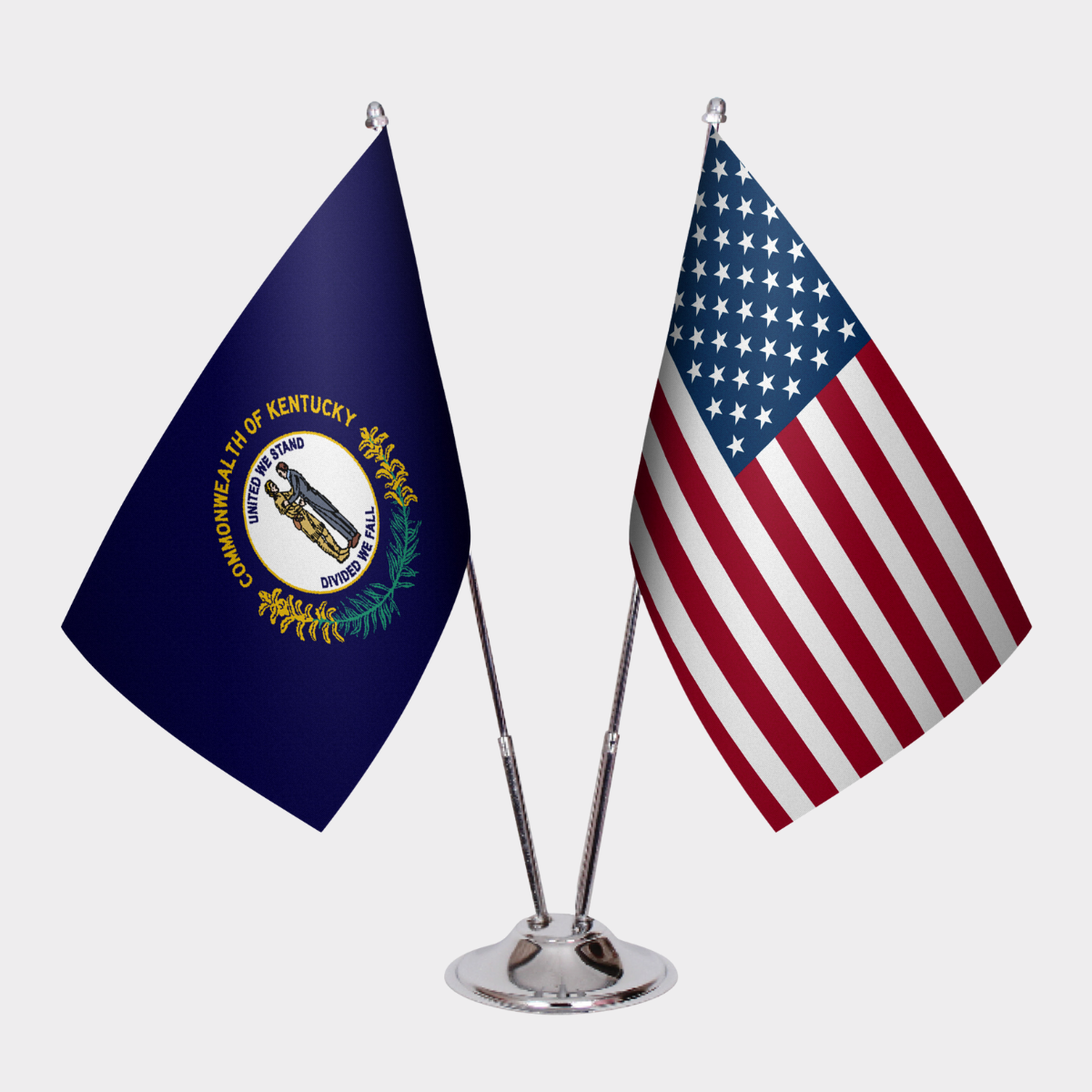 Kentucky & U.S. Desk Flag Set — Double Satin
