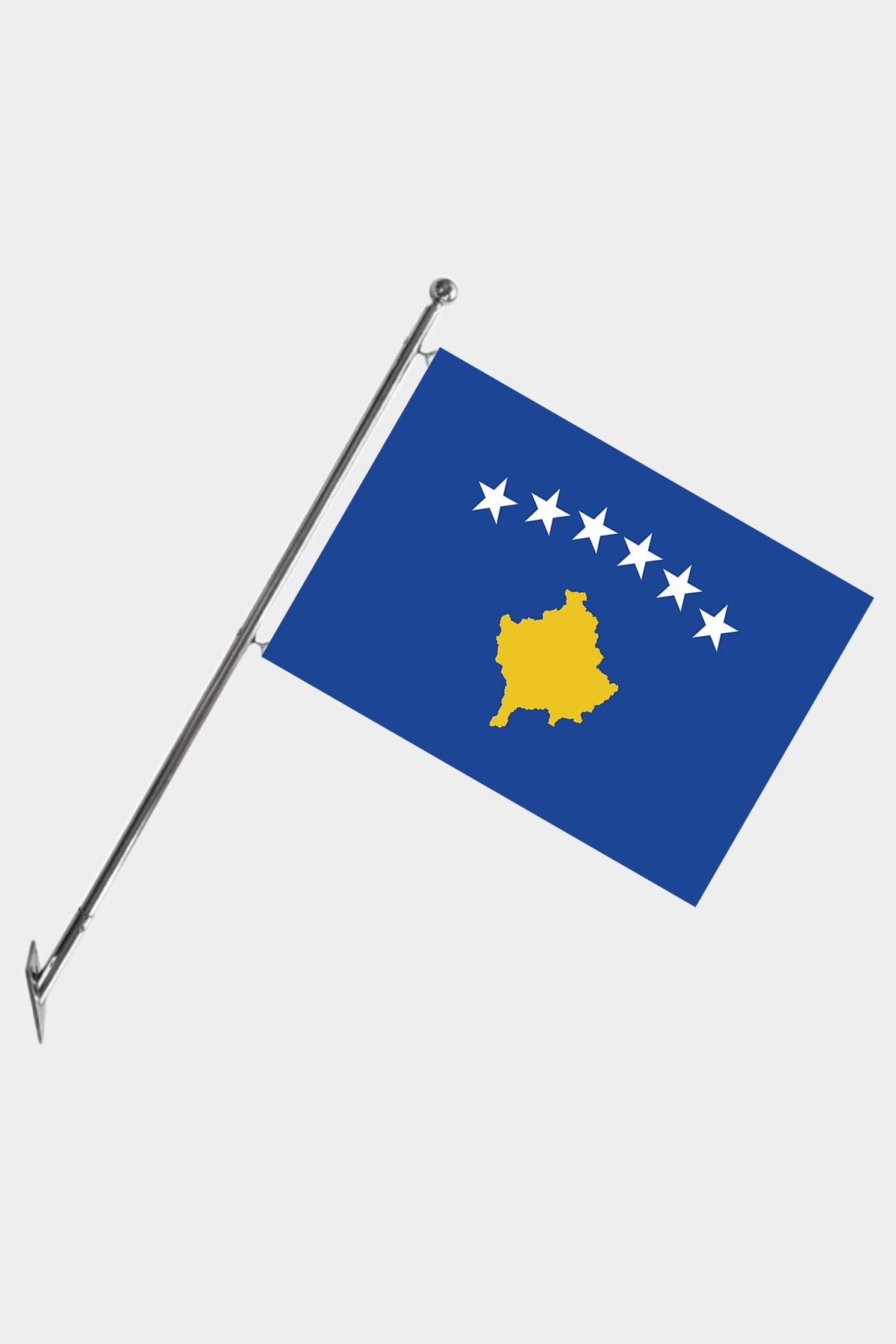 Kosovo Wall-Mounted Telescopic Flagpole Set — Polyester