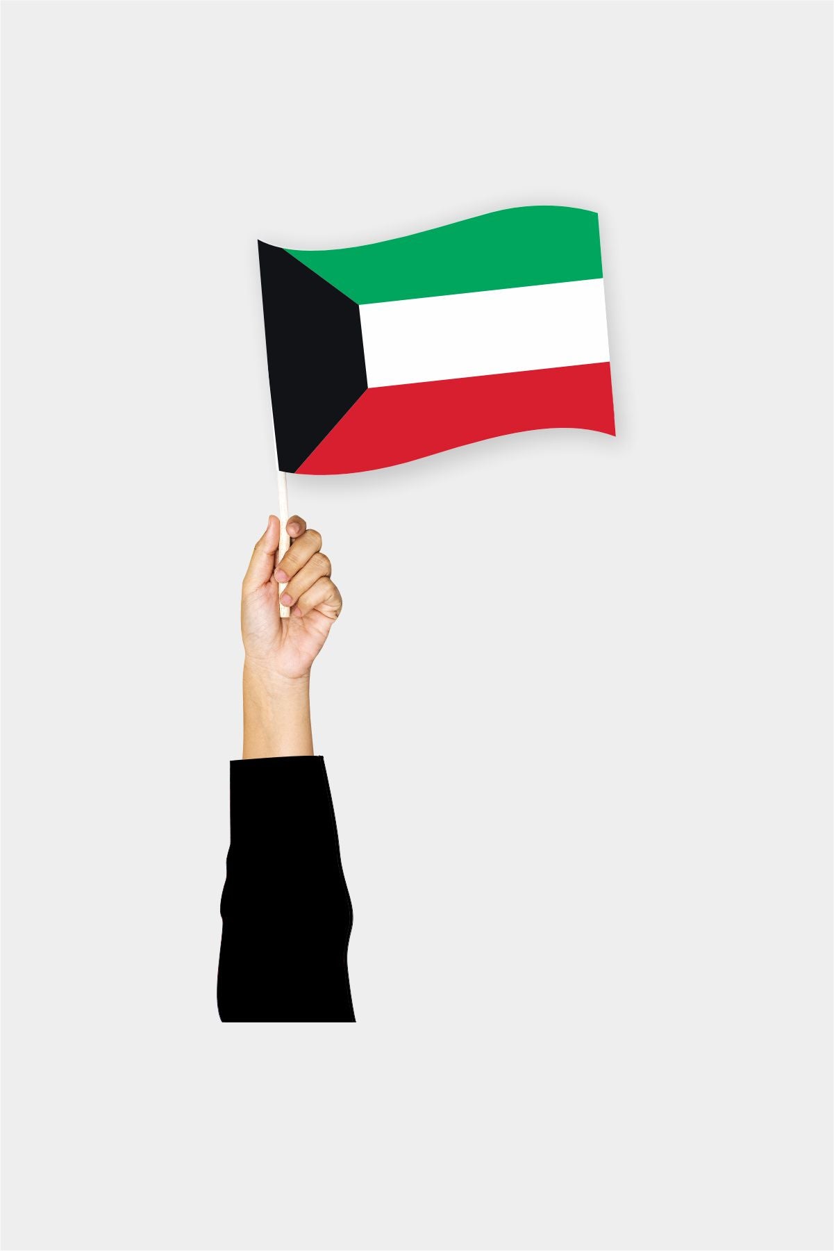Kuwait handheld flag on stick - durable polyester country flag for events and parades