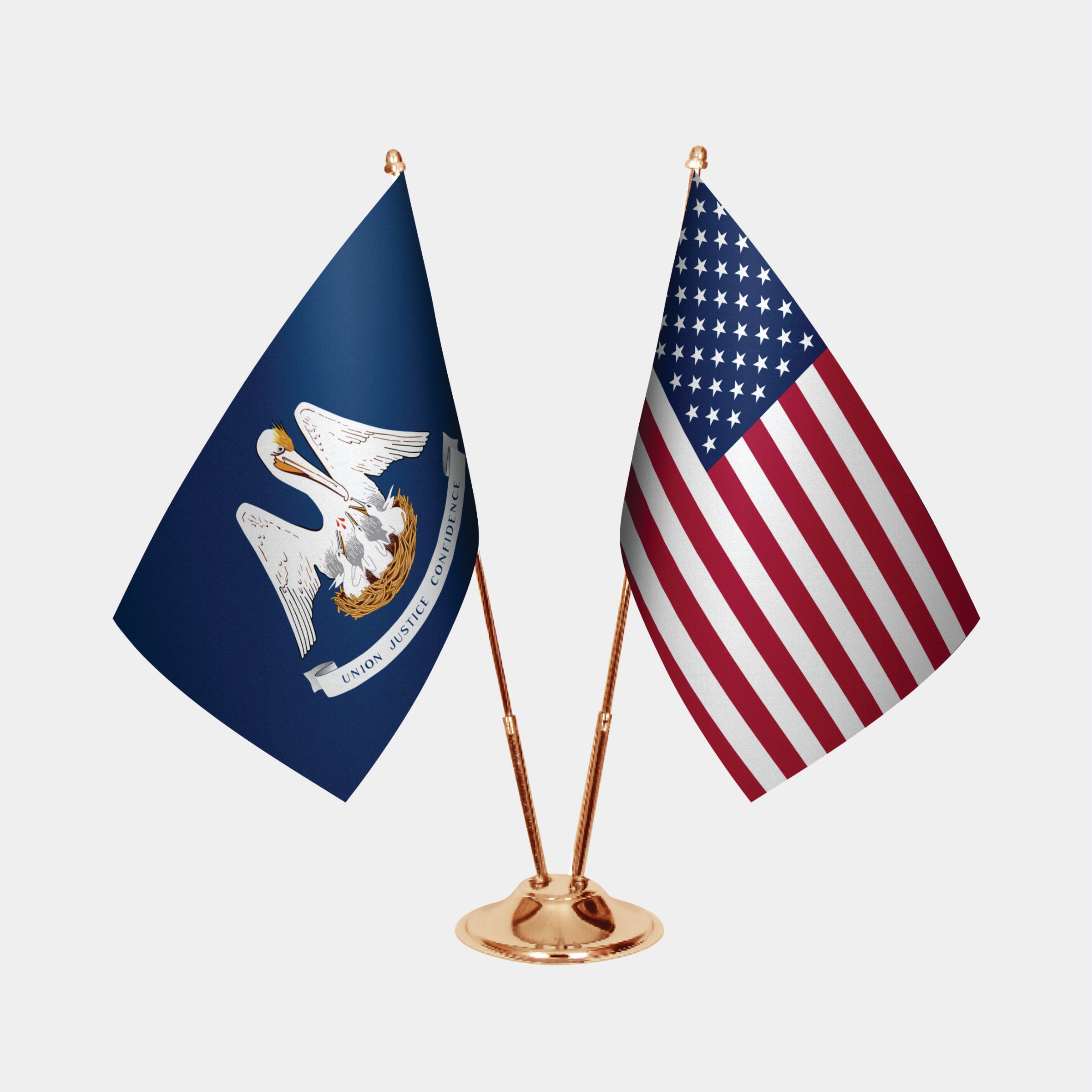 Louisiana & U.S. Desk Flag Set