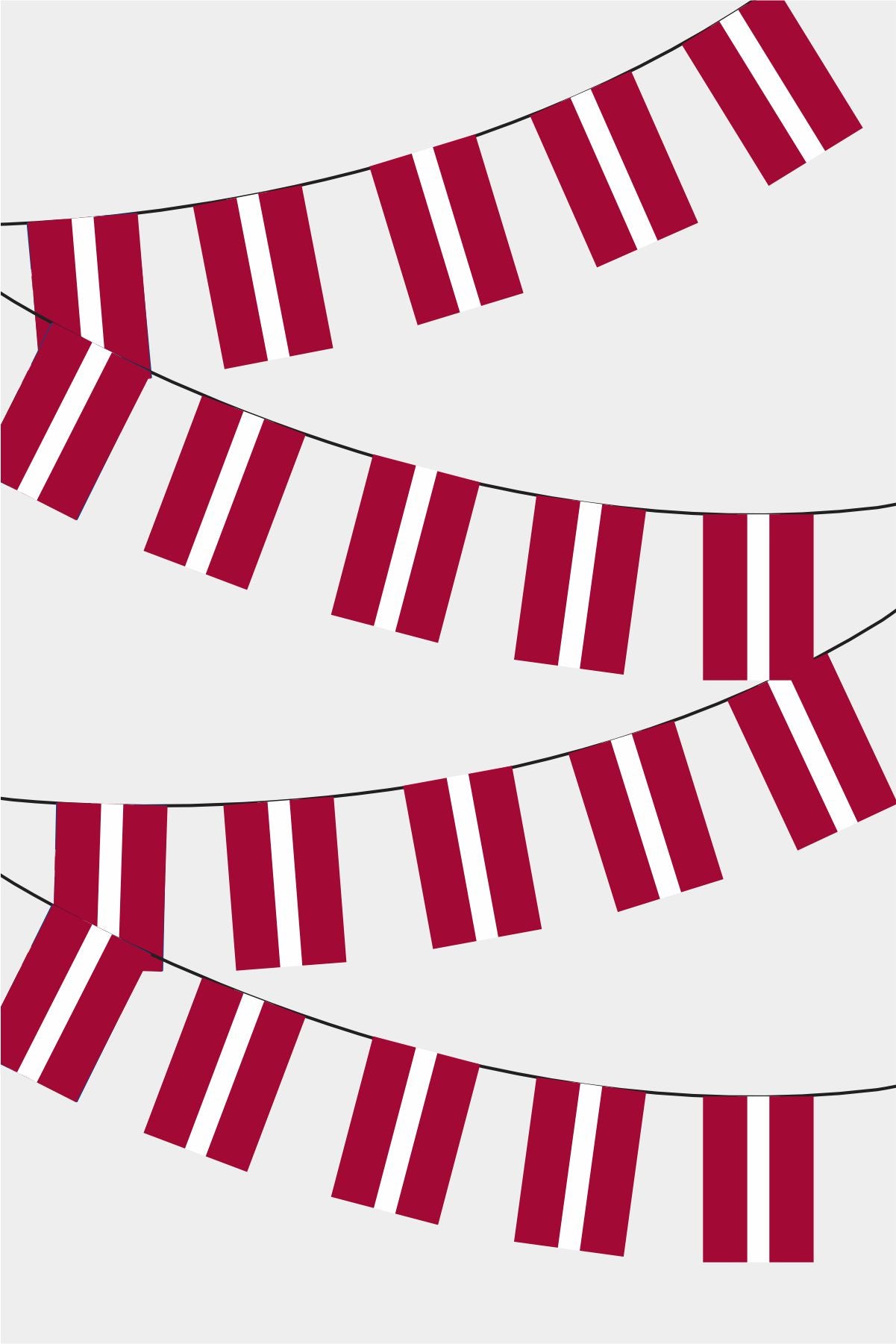 Latvia Rectangular Flag Bunting - 50 Meters Premium String Flags for Party Decoration | Professional Quality Raschel Fabric