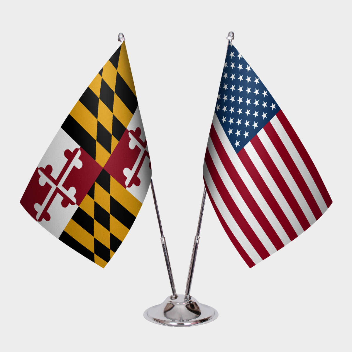 Maryland & U.S. Desk Flag Set — Double Satin
