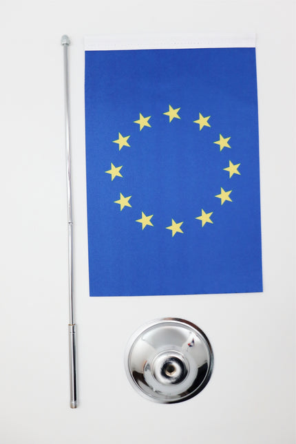 Zambia Desk Flag - Premium Double-Layer Satin with Chrome L-Shaped Stand | Professional Quality Country Desk Flag for Government Offices and Institutions