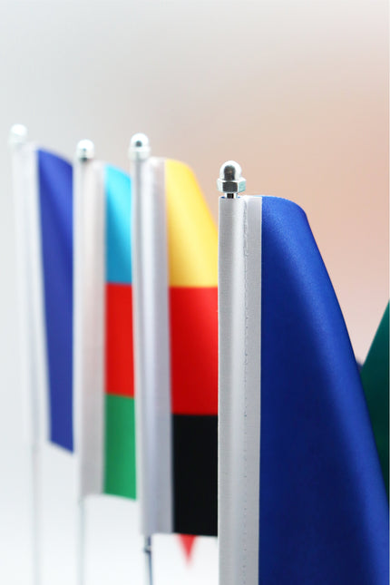 Nicaragua Desk Flag - Premium Double-Layer Satin with Chrome L-Shaped Stand | Professional Quality Country Desk Flag for Government Offices and Institutions