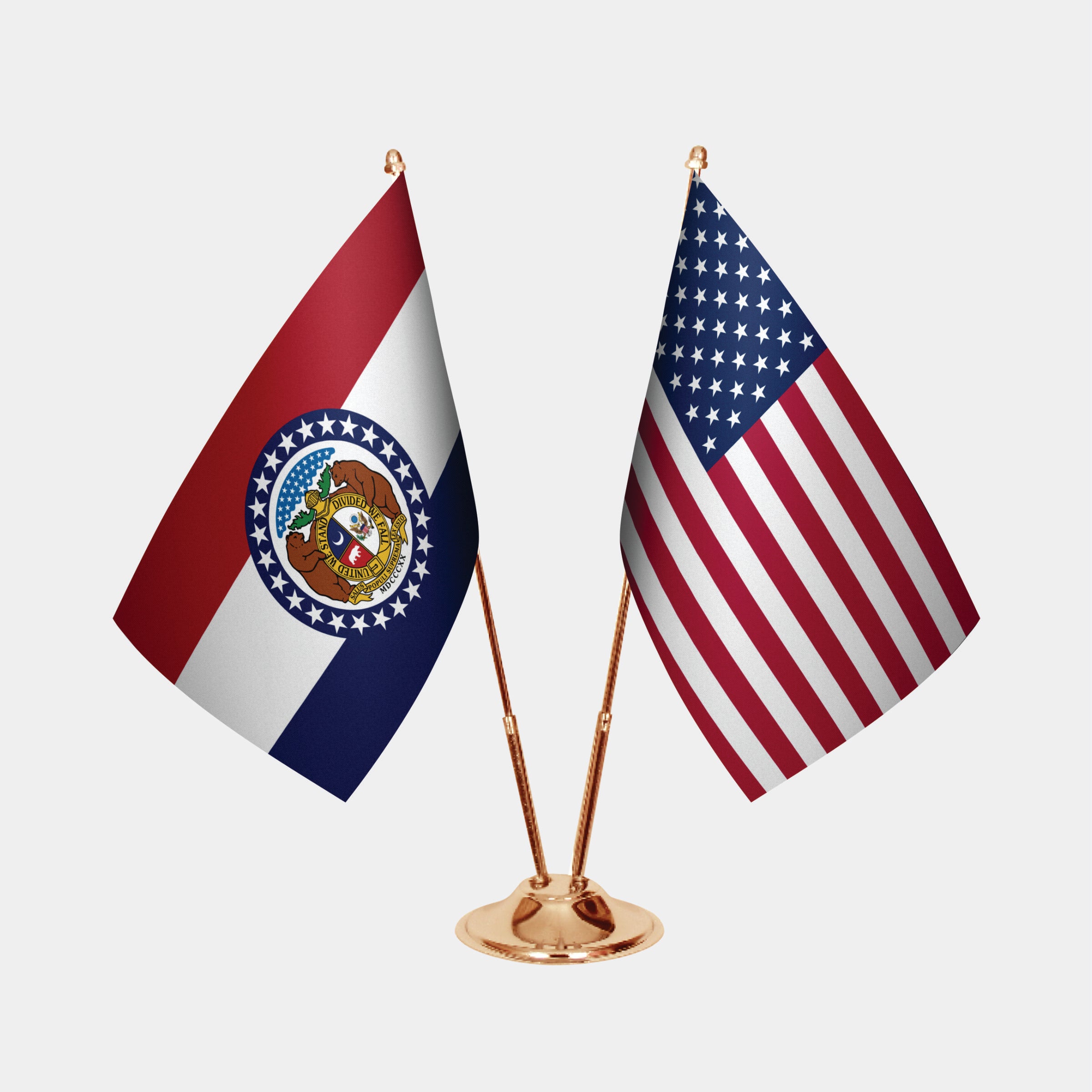Missouri & U.S. Desk Flag Set