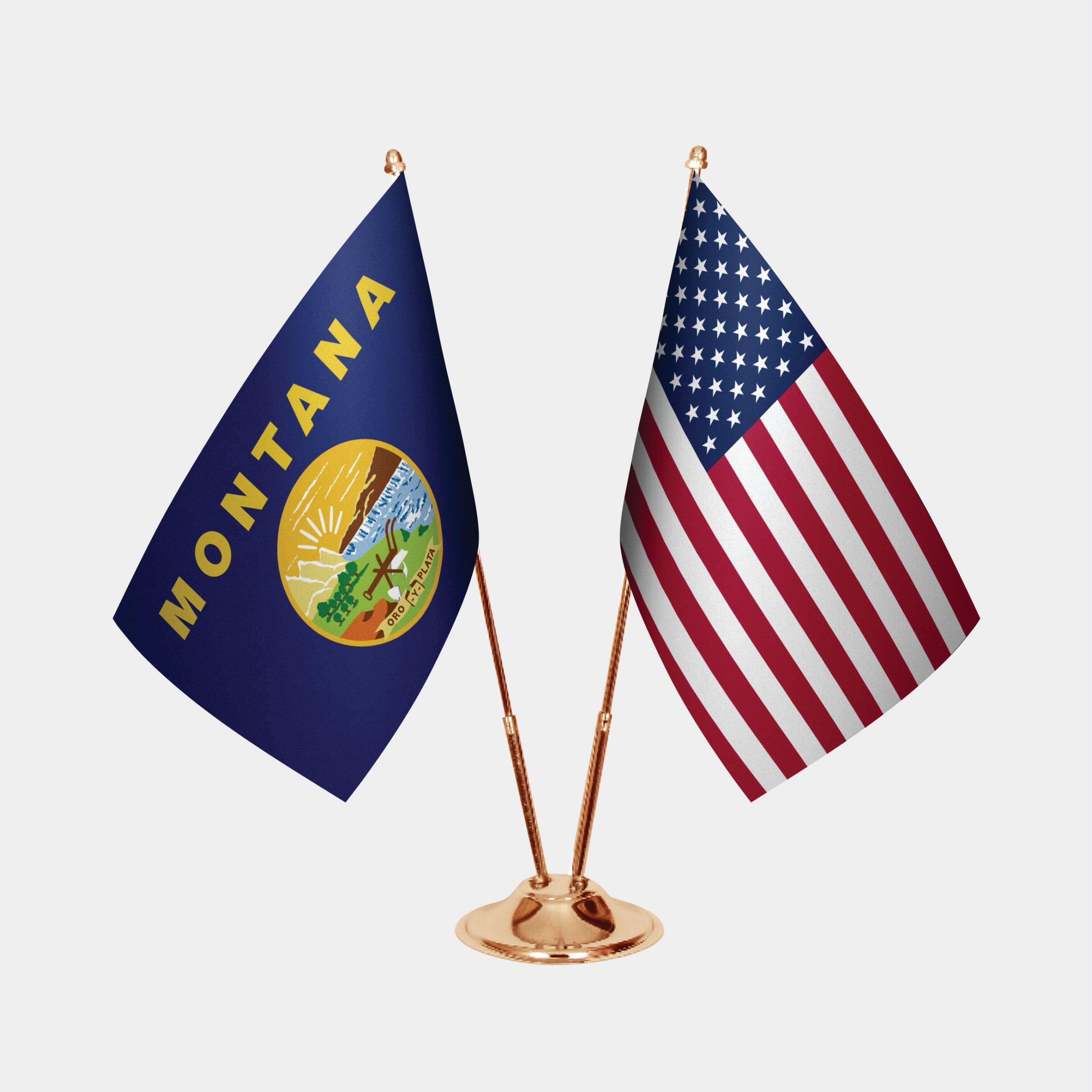 Montana & U.S. Desk Flag Set