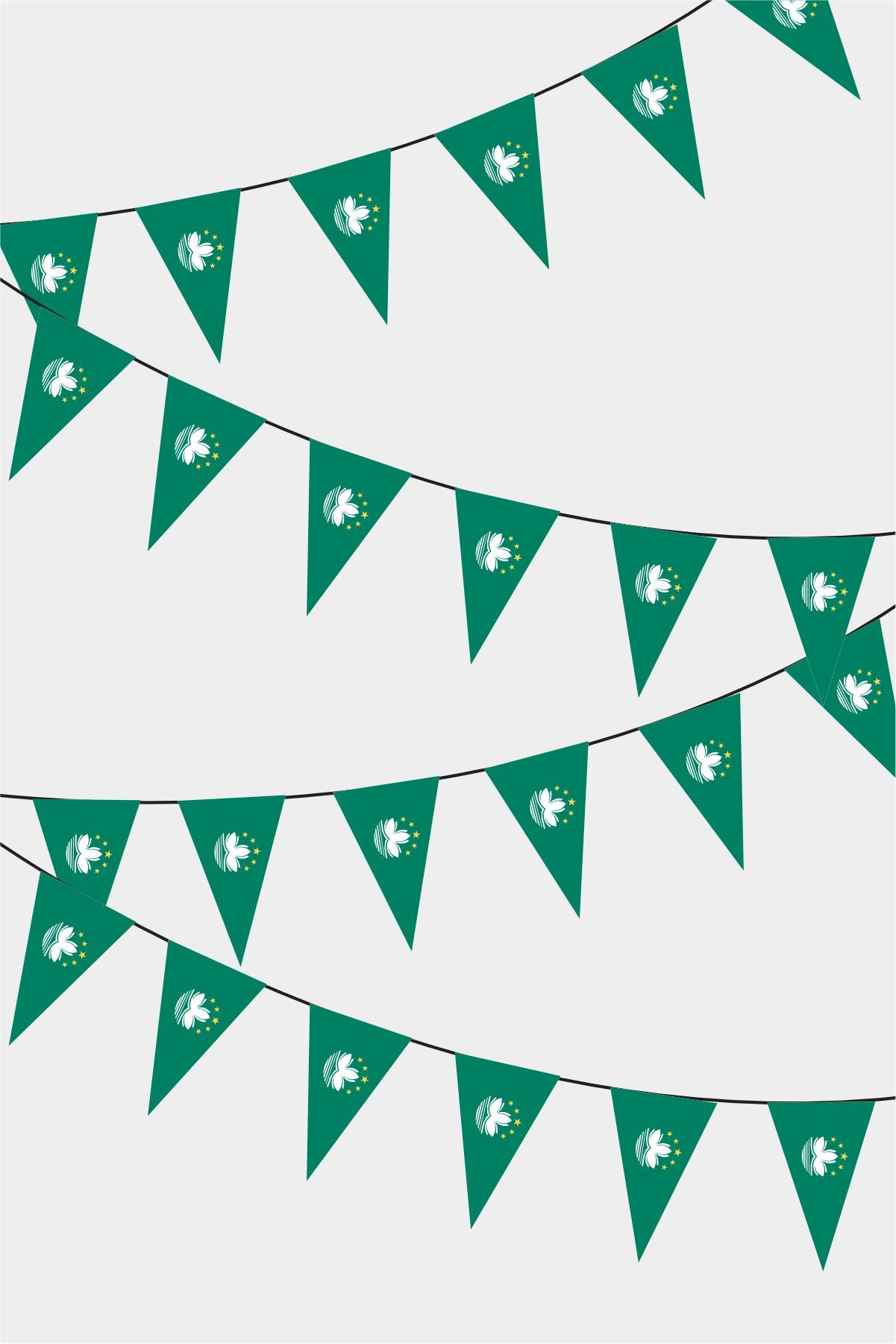 Macau Triangular Flag Bunting - 50 Meters Premium Pennant Flags for Party Decoration | Professional Quality Raschel Fabric