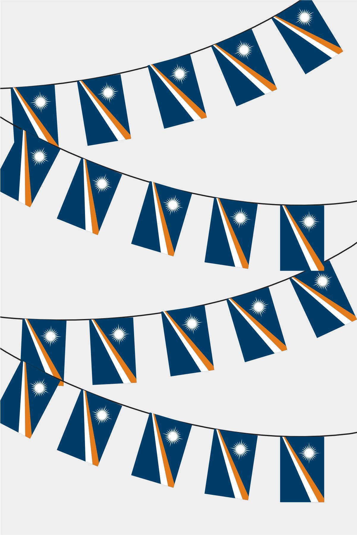 Marshall Islands Rectangular Flag Bunting - 50 Meters Premium String Flags for Party Decoration | Professional Quality Raschel Fabric
