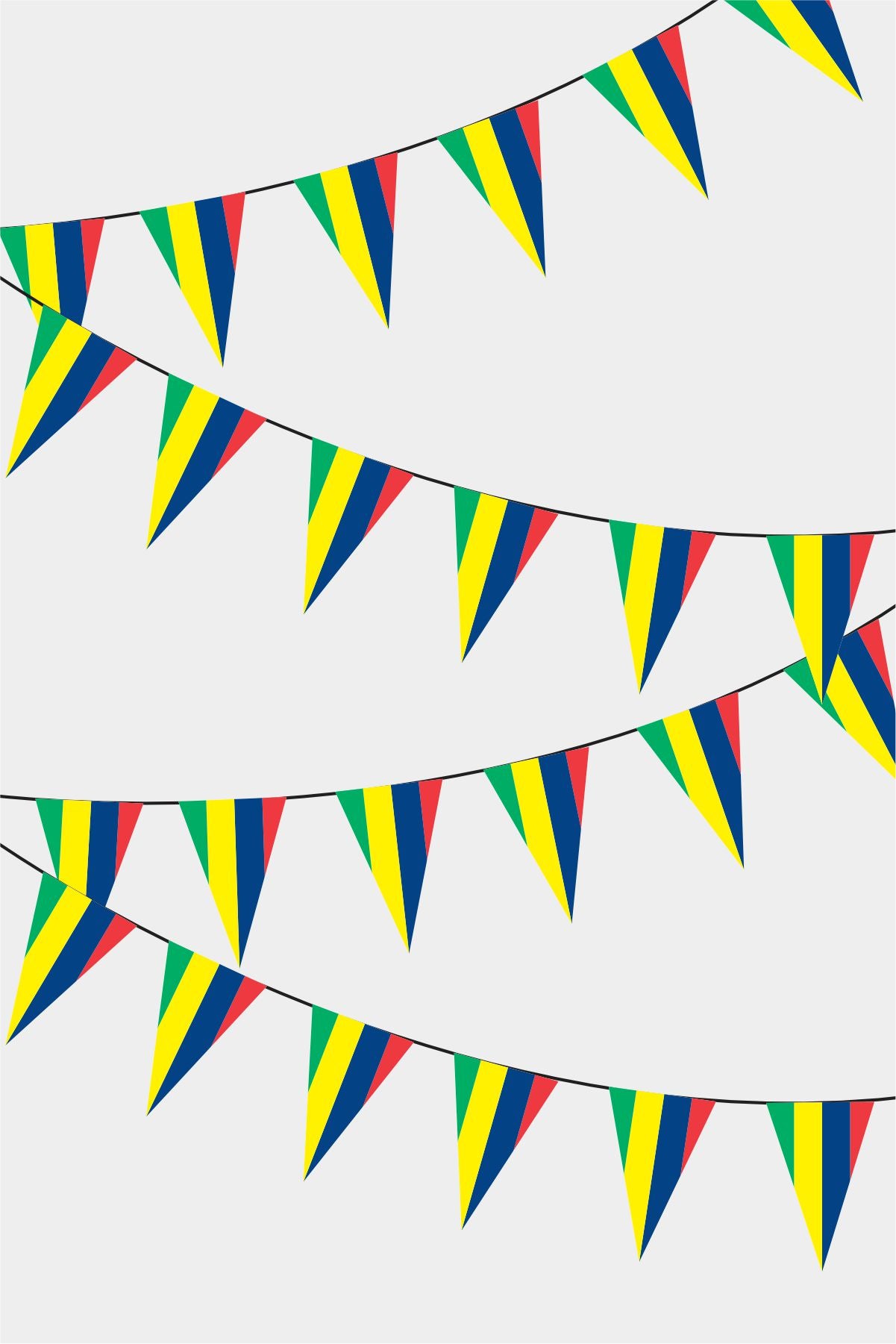 Mauritius Triangular Flag Bunting - 50 Meters Premium Pennant Flags for Party Decoration | Professional Quality Raschel Fabric