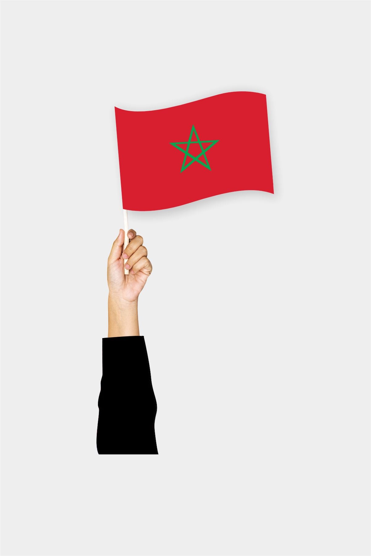 Morocco handheld flag on stick - durable polyester country flag for events and parades
