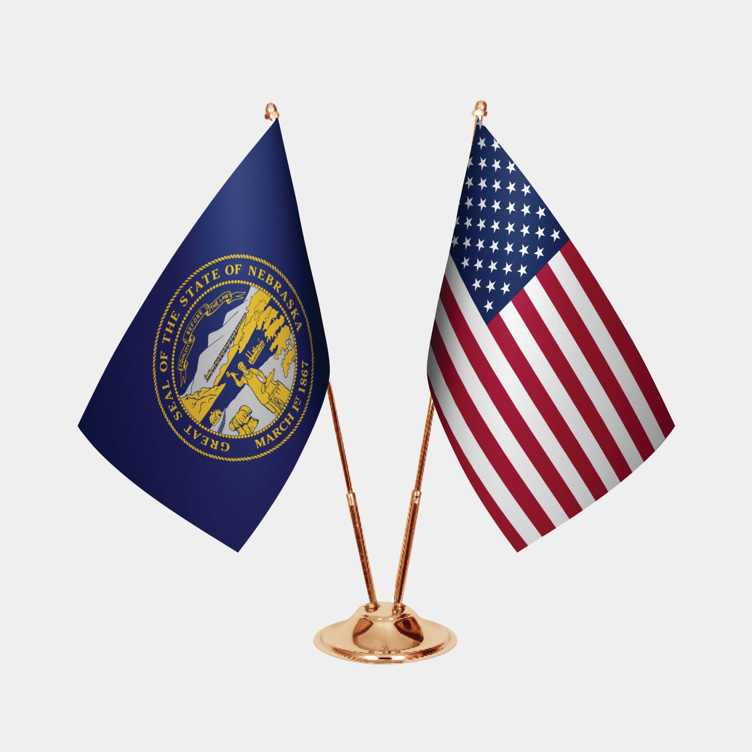 Nebraska & U.S. Desk Flag Set