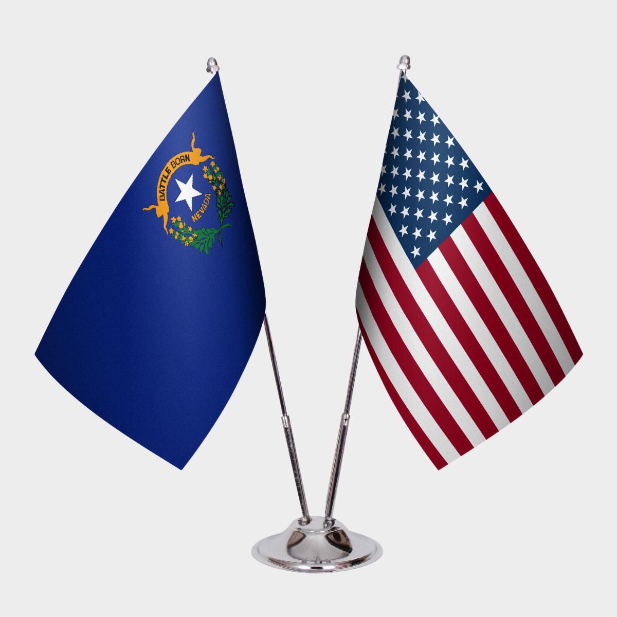 Nevada & U.S. Desk Flag Set — Double Satin