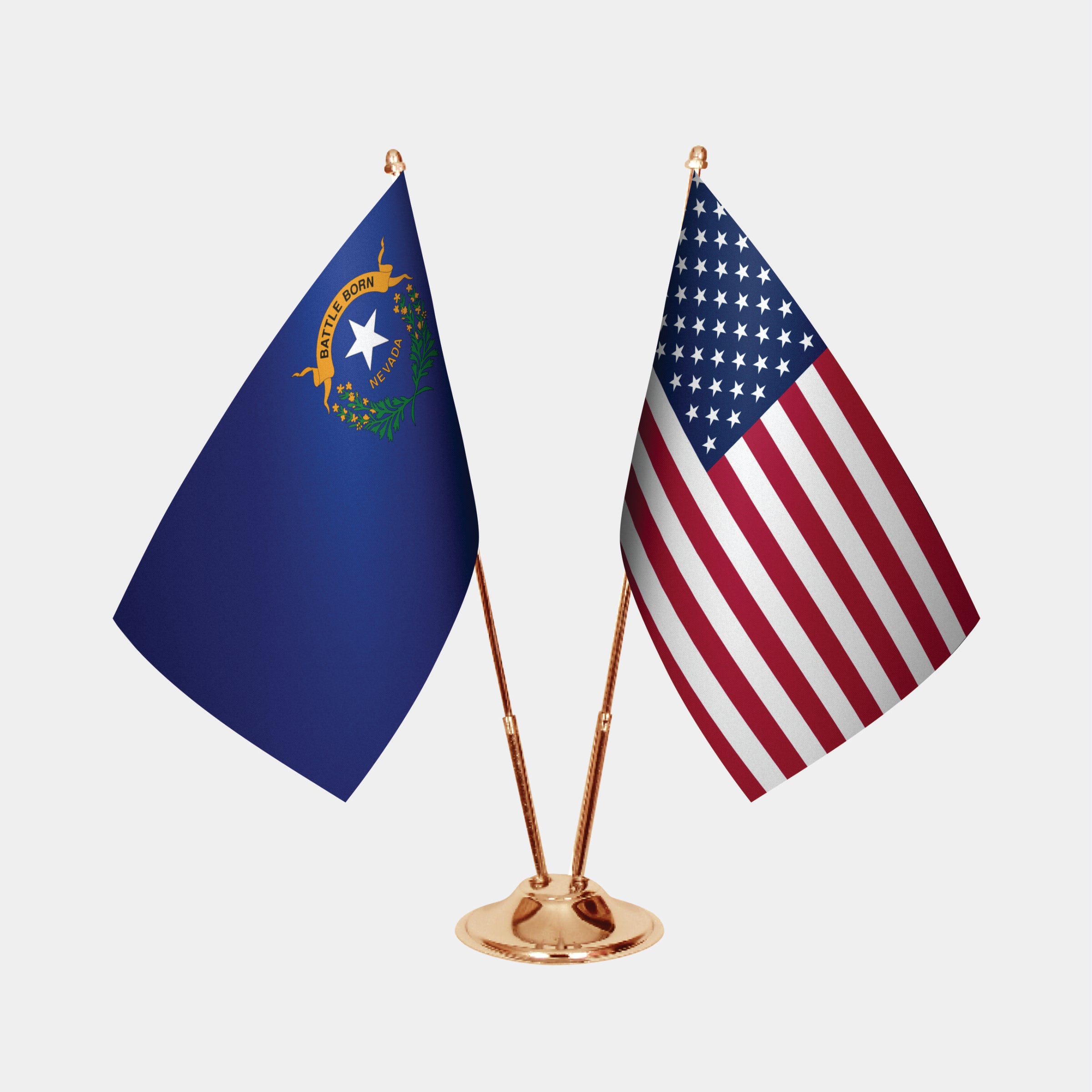 Nevada & U.S. Desk Flag Set