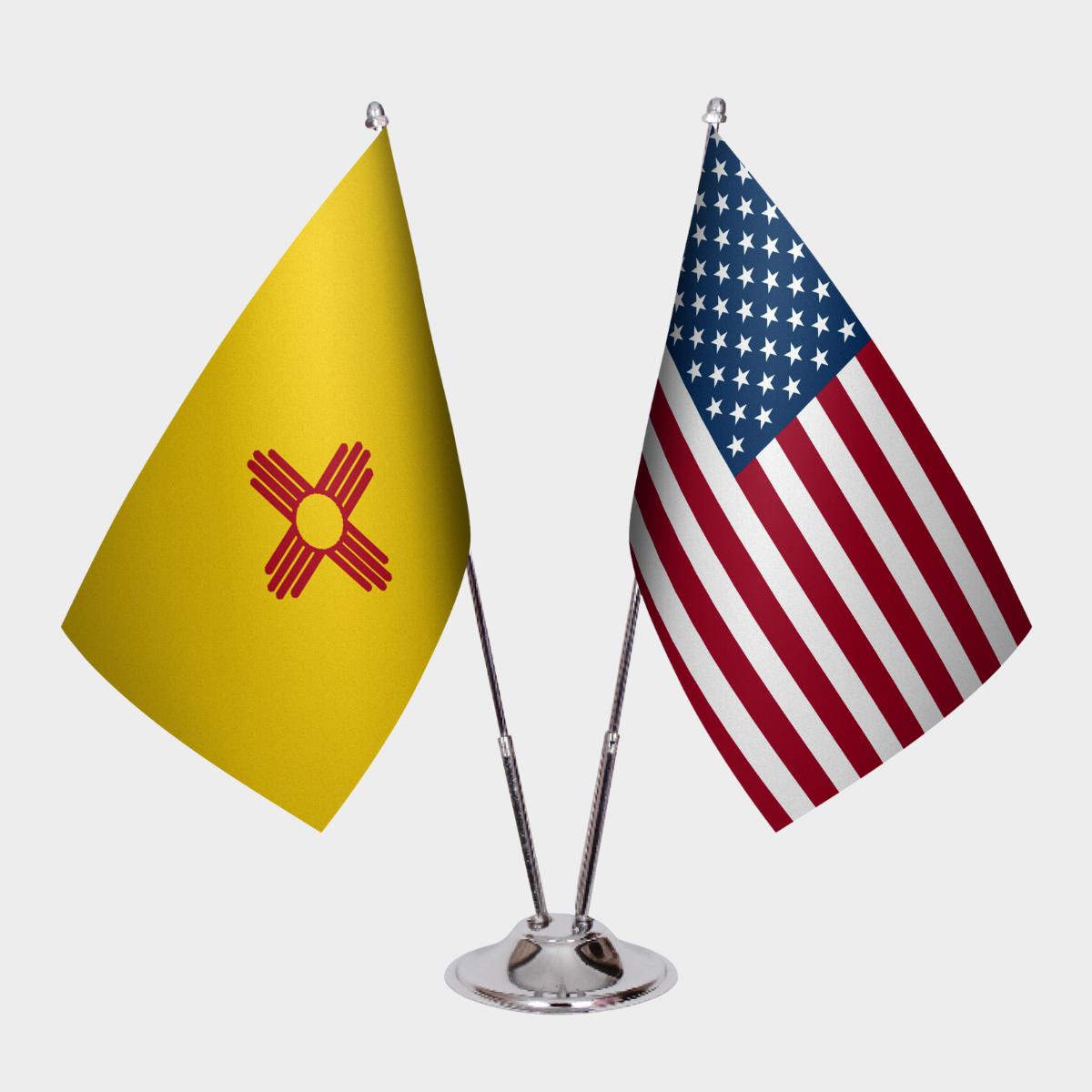 New Mexico & U.S. Desk Flag Set — Double Satin