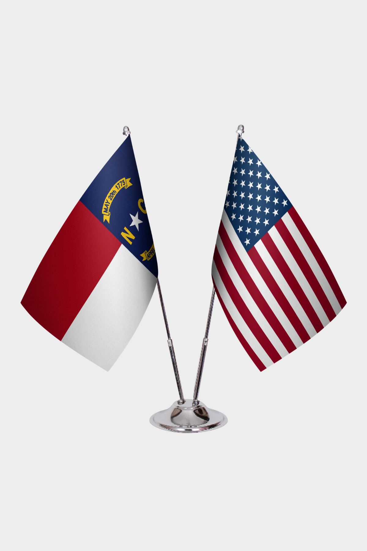North Carolina & U.S. Desk Flag Set — Double Satin