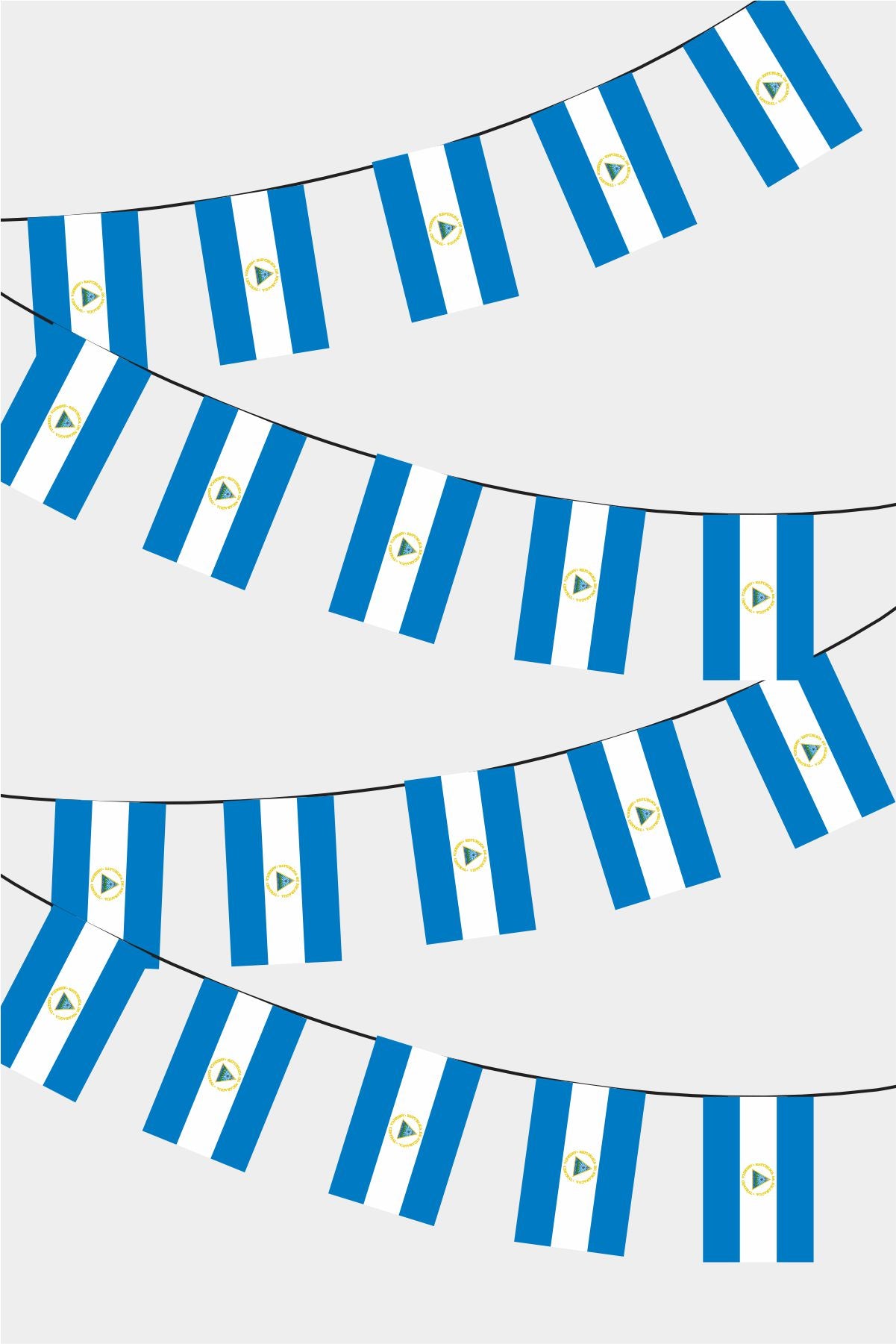 Nicaragua Rectangular Flag Bunting - 50 Meters Premium String Flags for Party Decoration | Professional Quality Raschel Fabric