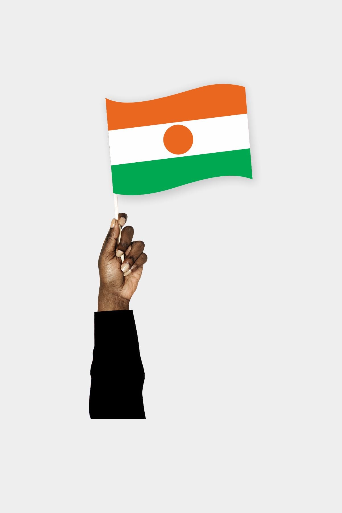 Niger handheld flag on stick - durable polyester country flag for events and parades
