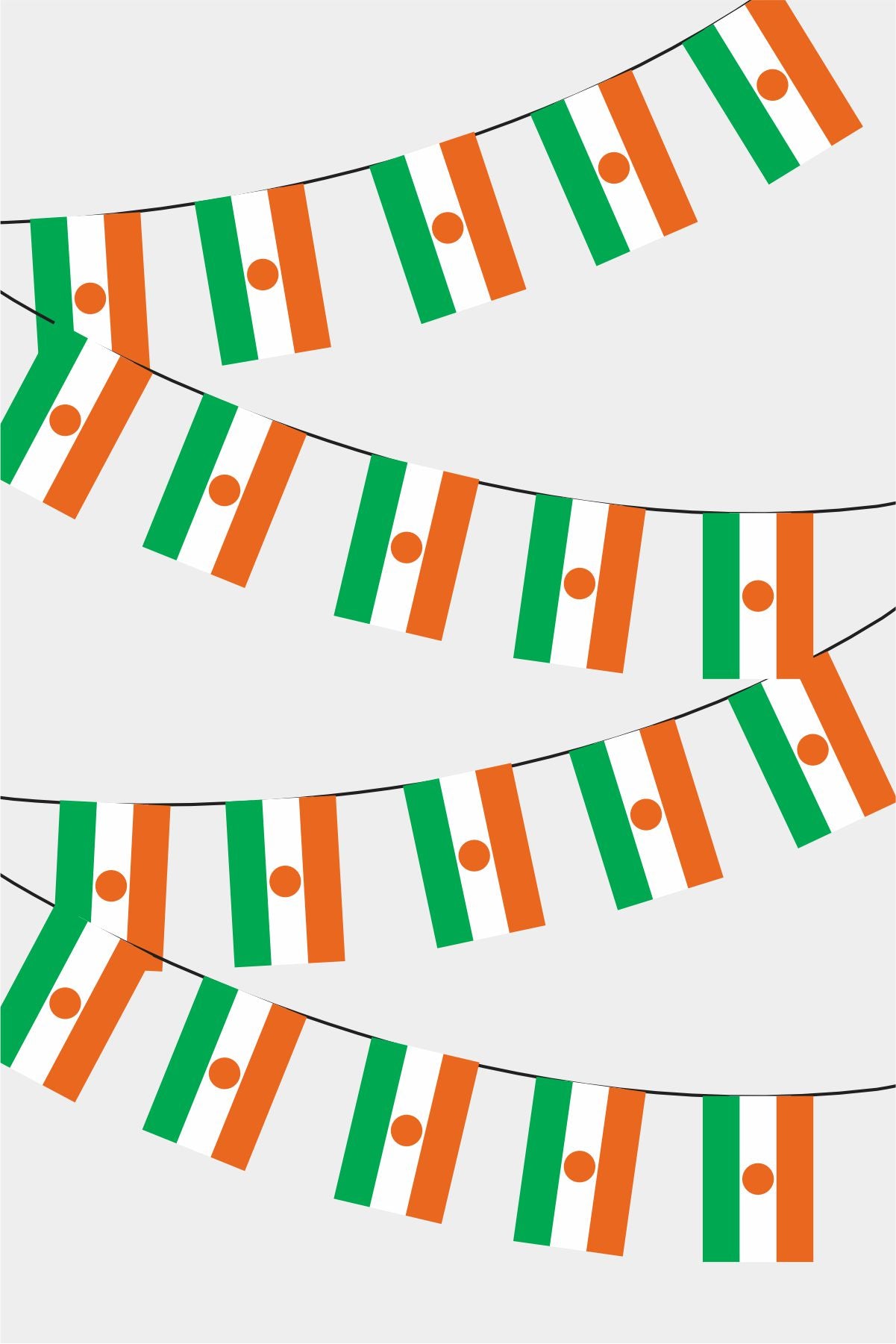 Niger Rectangular Flag Bunting - 50 Meters Premium String Flags for Party Decoration | Professional Quality Raschel Fabric