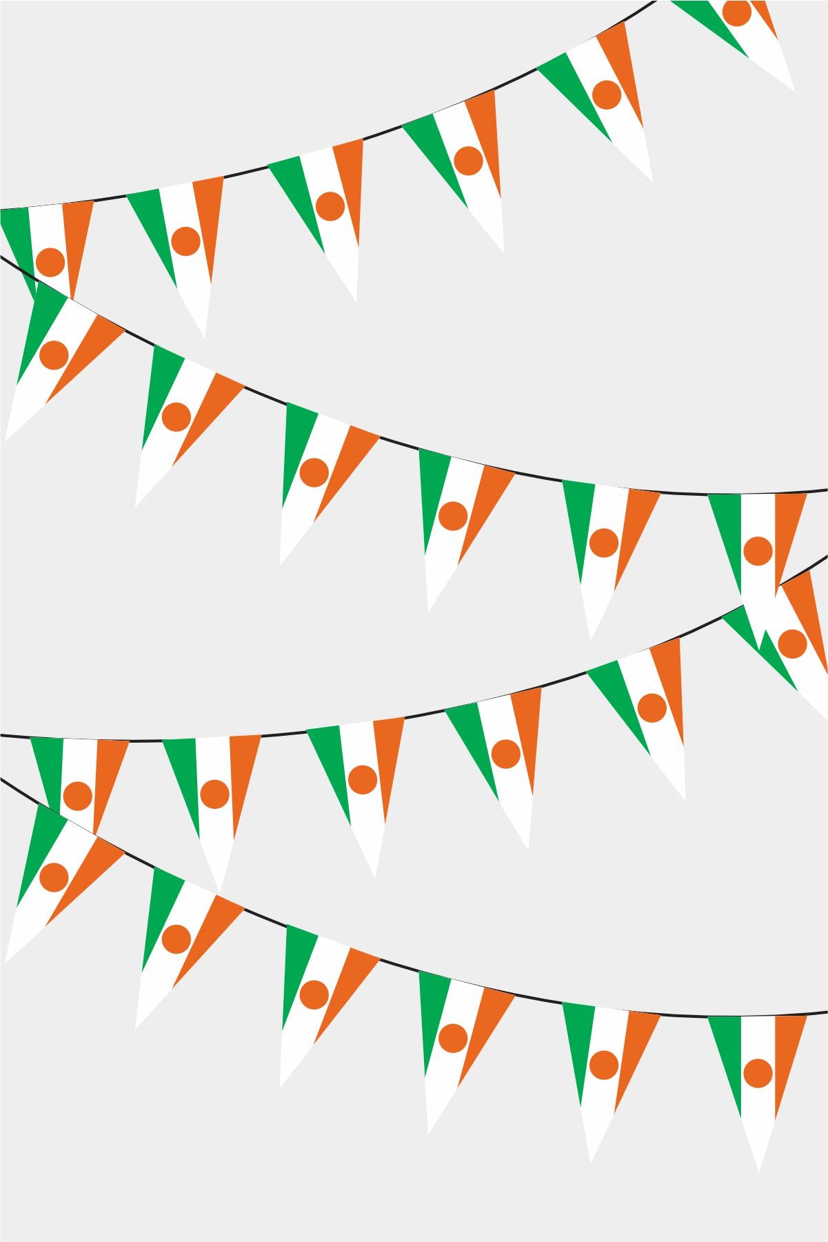 Niger Triangular Flag Bunting - 50 Meters Premium Pennant Flags for Party Decoration | Professional Quality Raschel Fabric